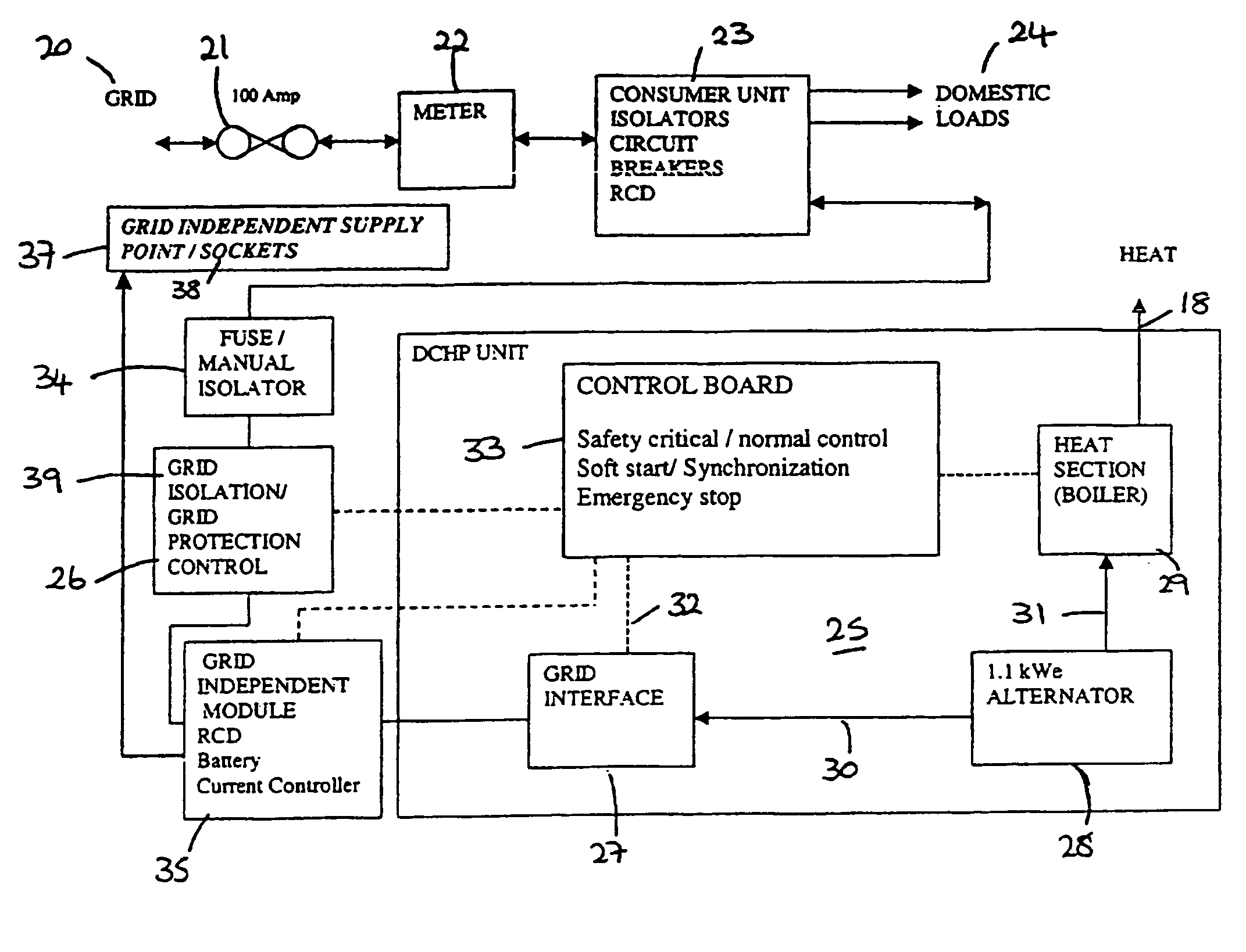 Domestic combined heat and power unit
