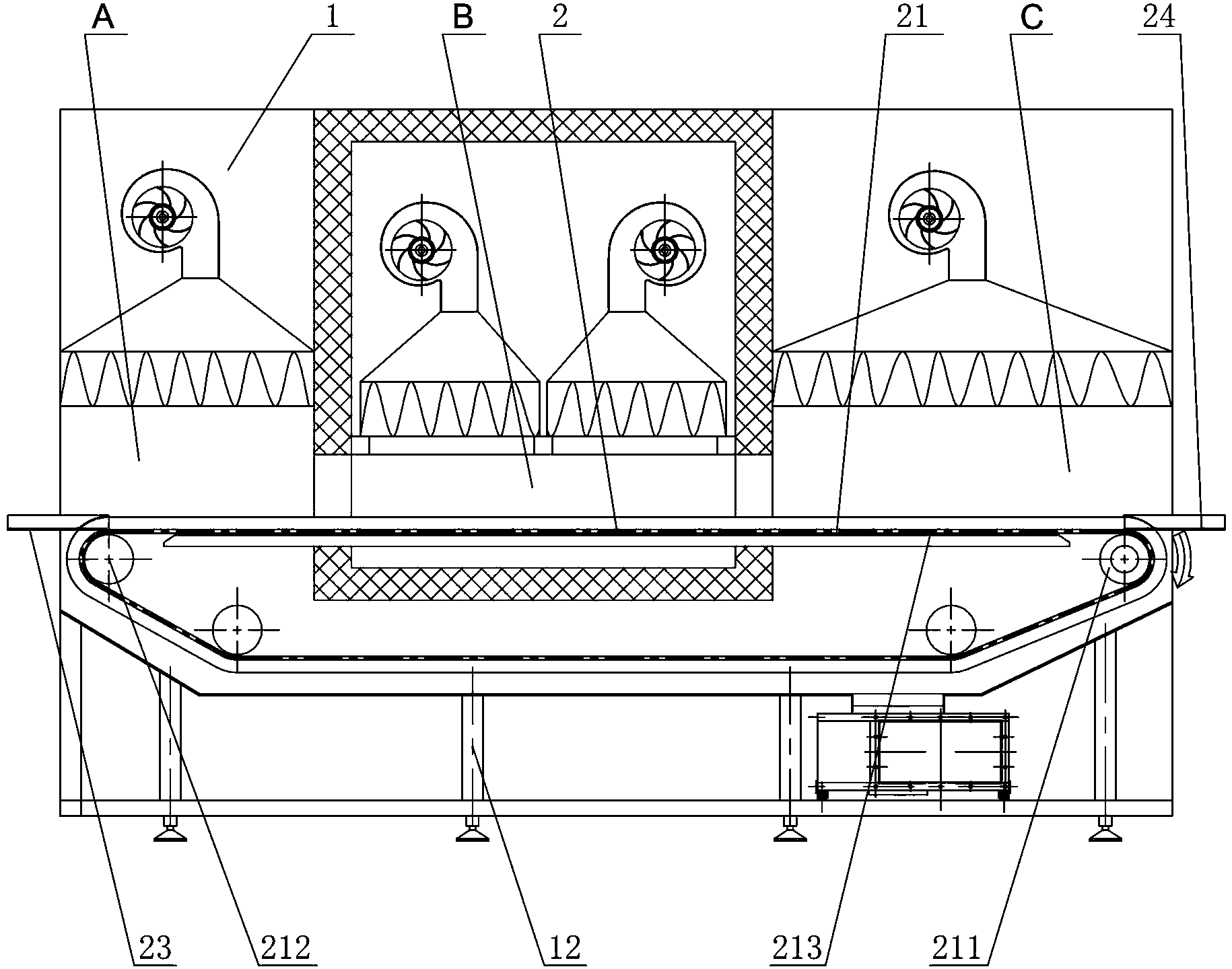 Tunnel type sterilizing drier