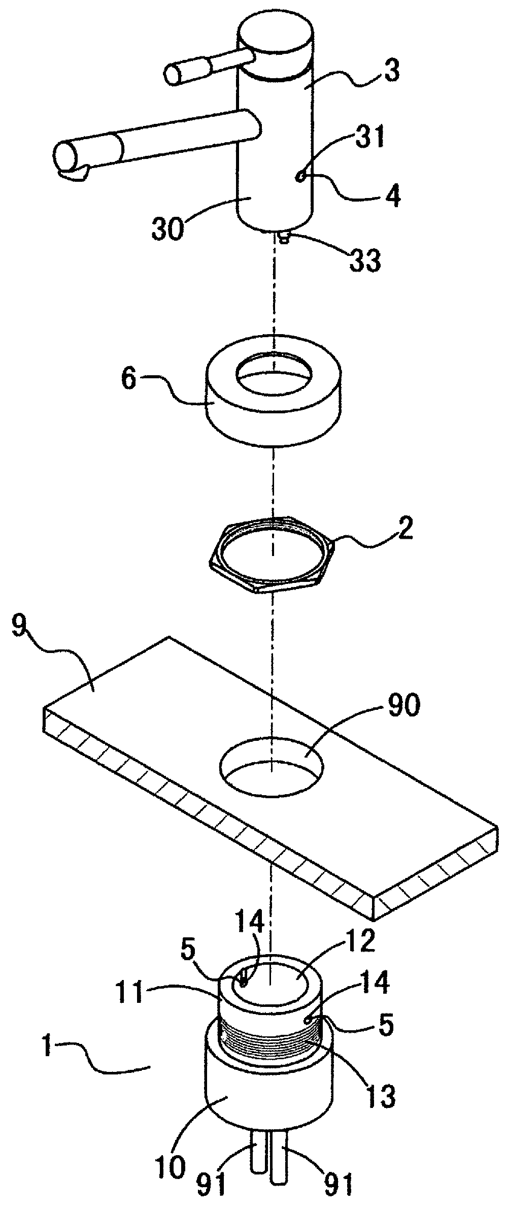 Installation structure of countertop faucet