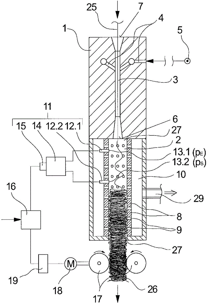 Method and device for crimping a multifilament thread