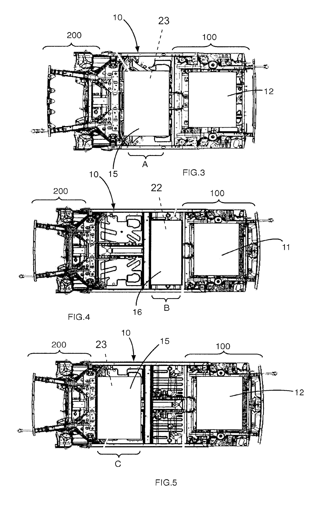 Underbody for the co-installation of an electric engine and a heat engine