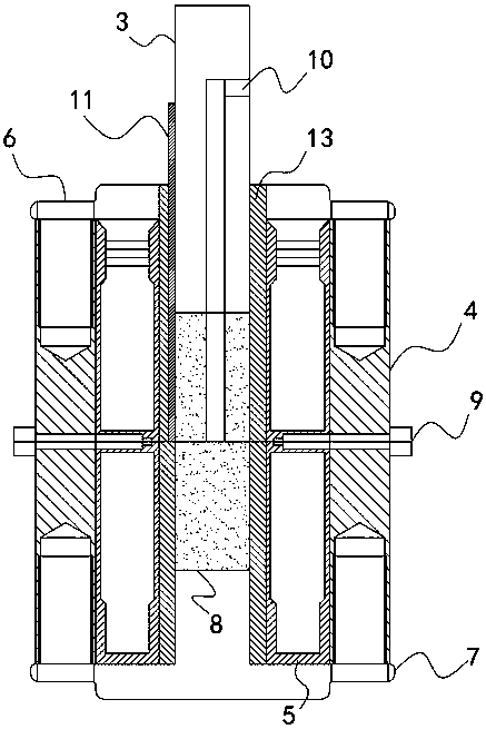 Device for testing true triaxial hydraulic fracturing strain characteristic of rock