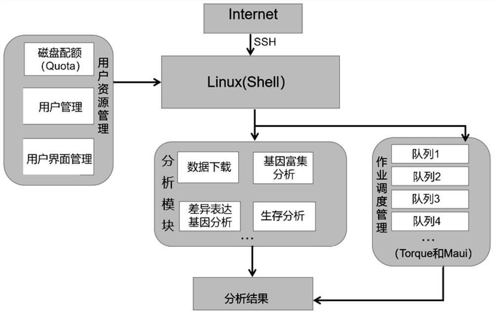 Biological big data analysis system and method based on Linux single command line