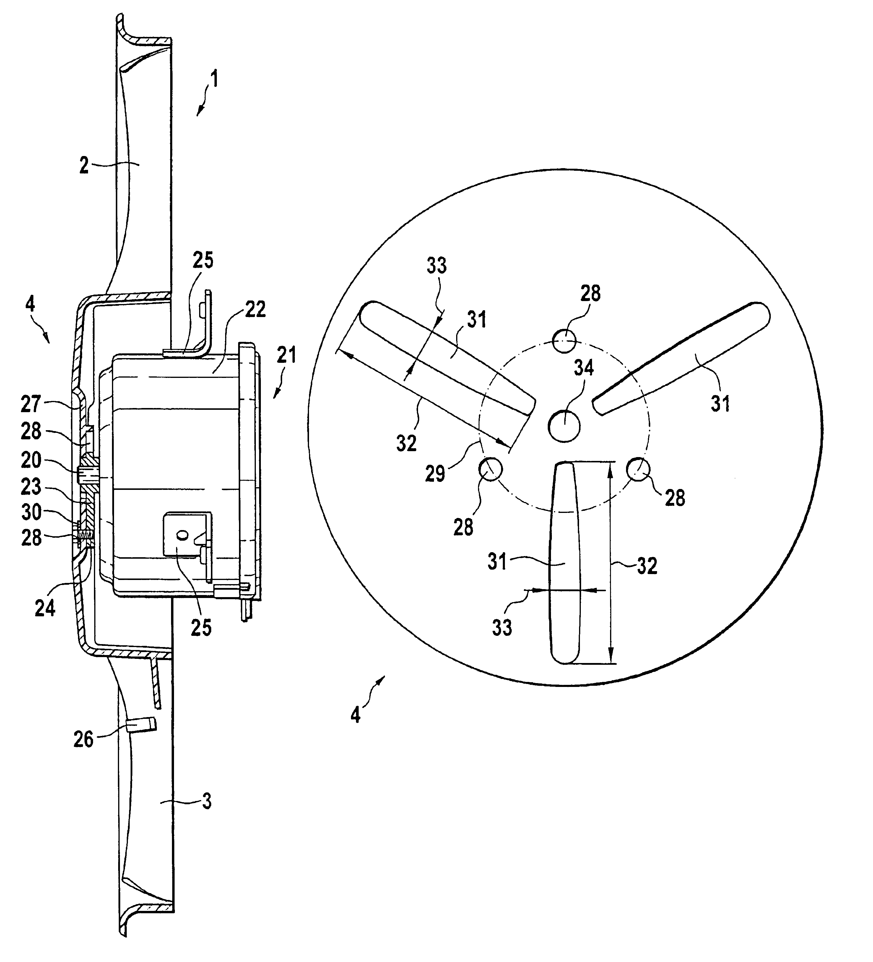 Fan attachment with dynamic out-of-balance equalization