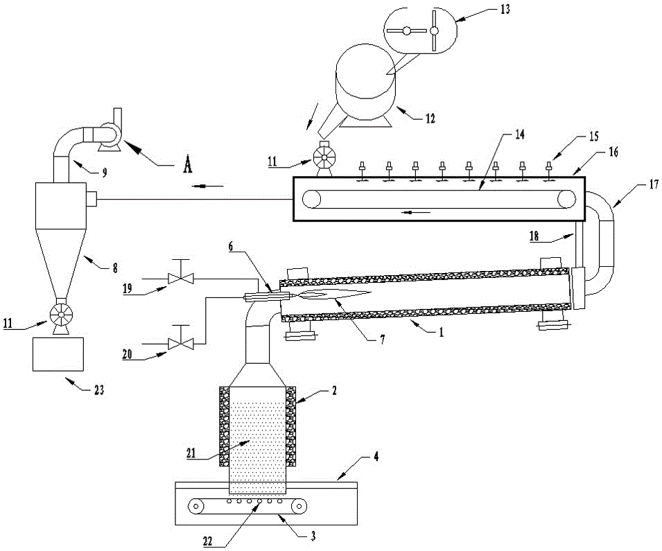 Exhaust heat drying rotary kiln with induced draft fan convenient to disassemble