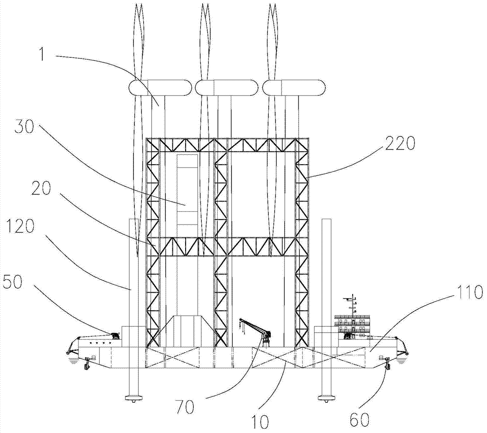 Ship and method for transportation and installation of complete offshore wind turbine