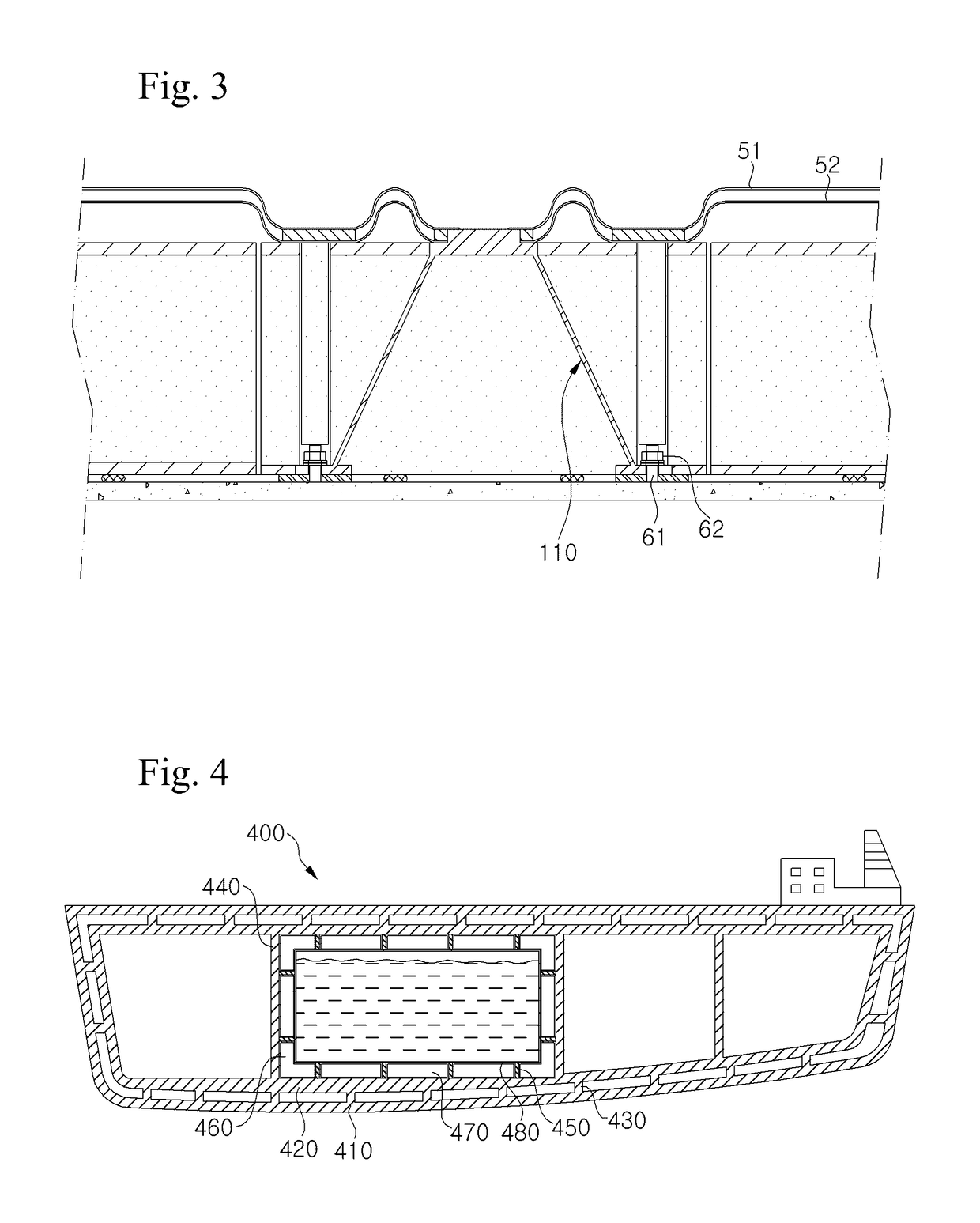 Anchor structure, and liquefied natural gas storage tank comprising said anchor structure
