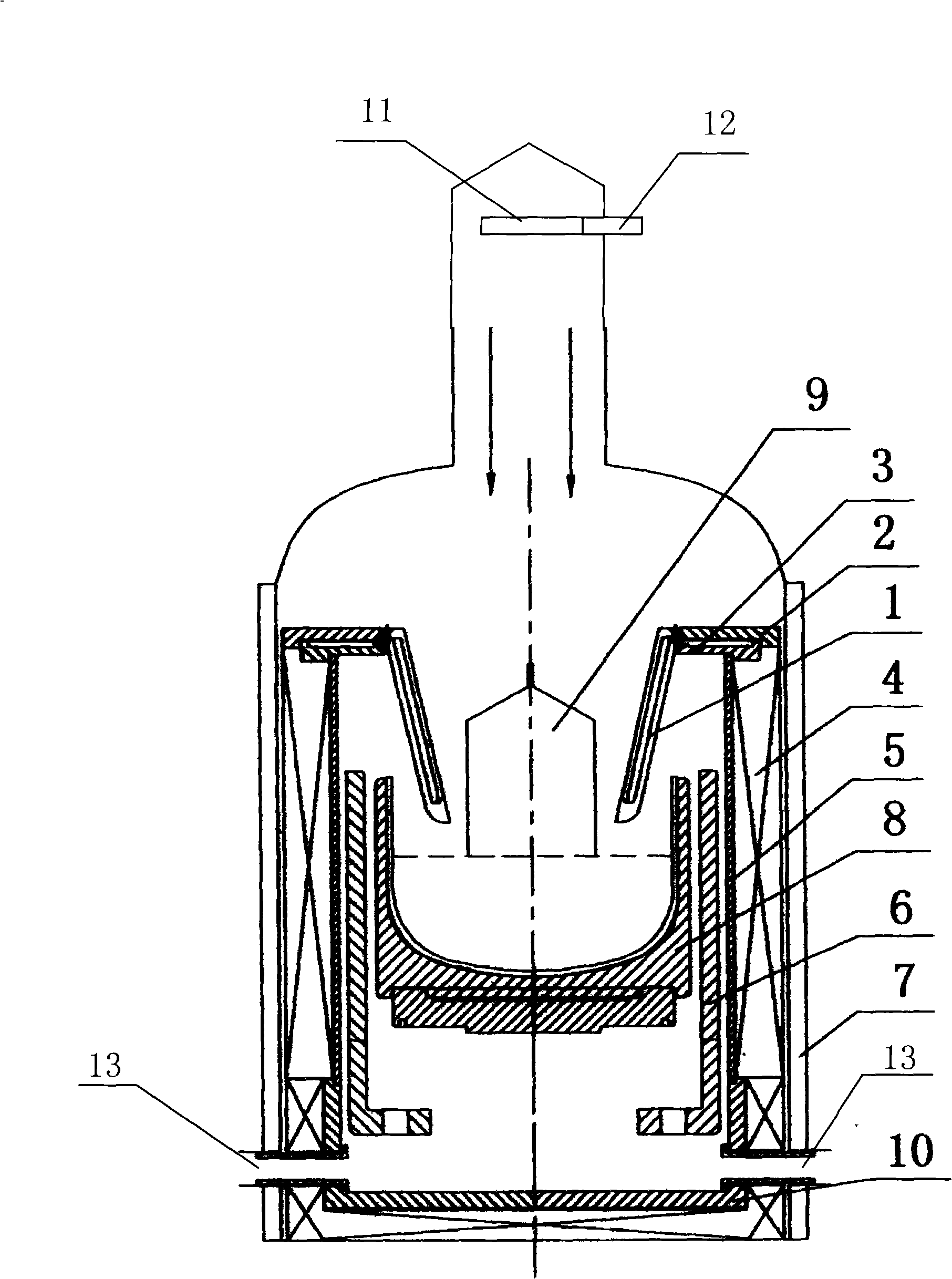 Vertical pulling type single crystal growth furnace
