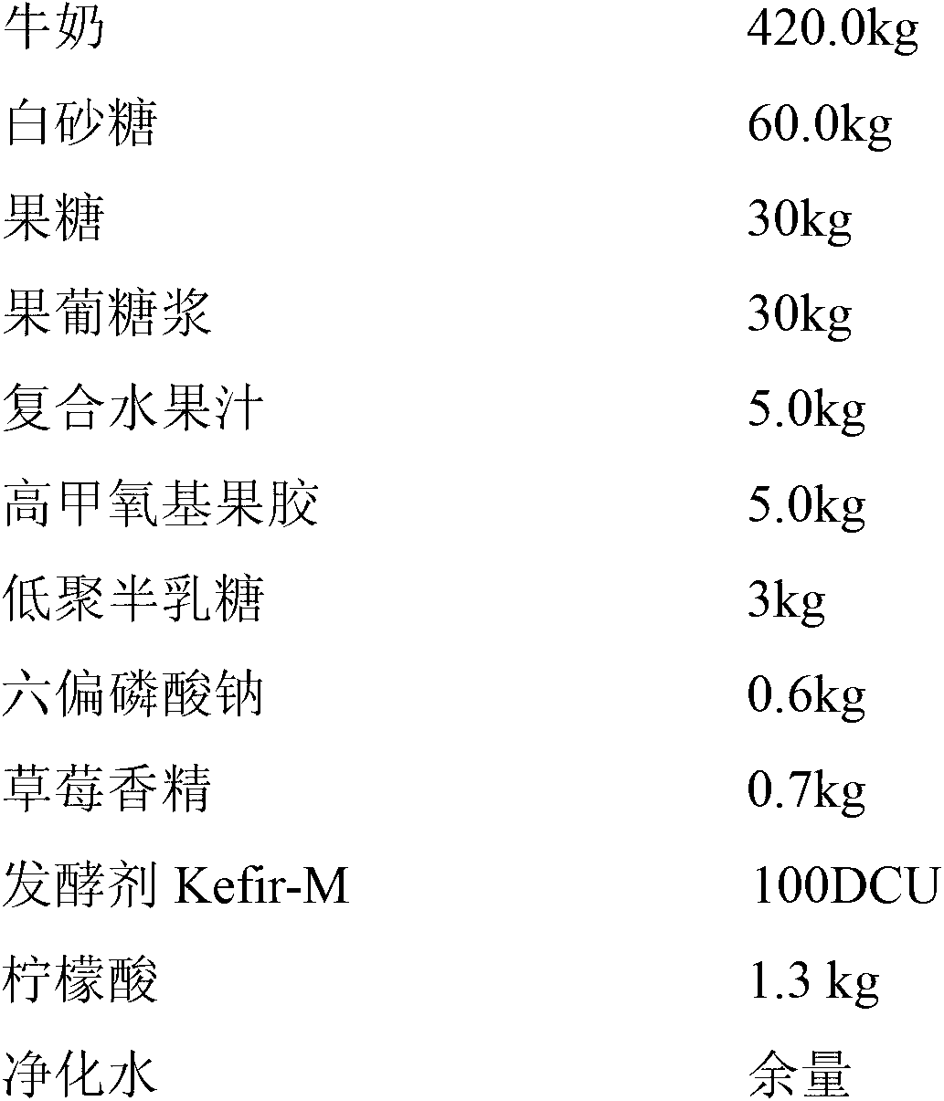 Kefir viable type sour milk beverage and production method thereof