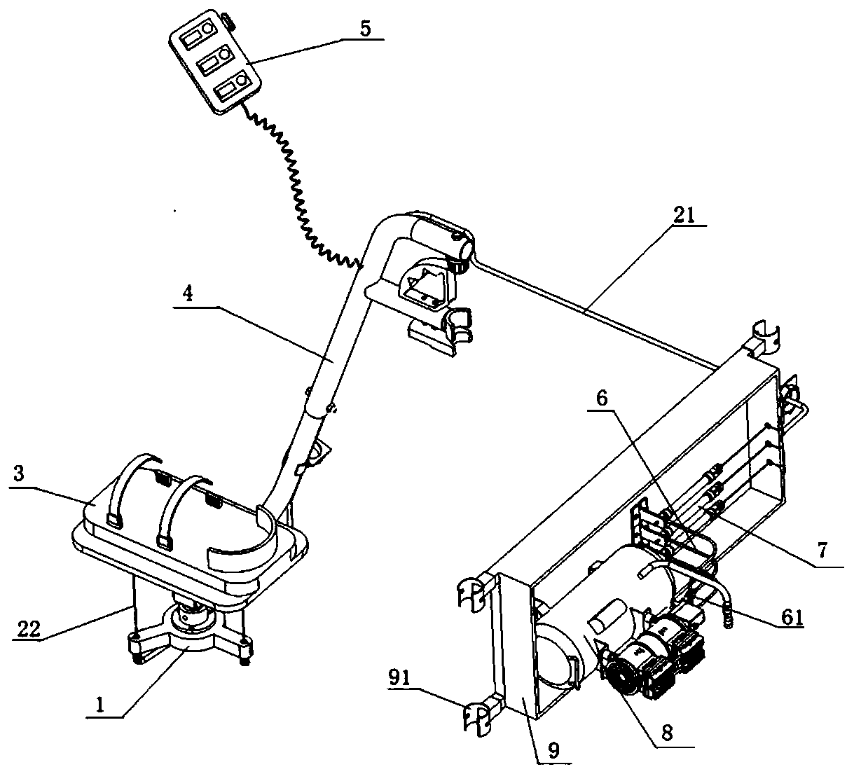 Ankle joint rehabilitation training device driven by pneumatic muscles for wheelchair