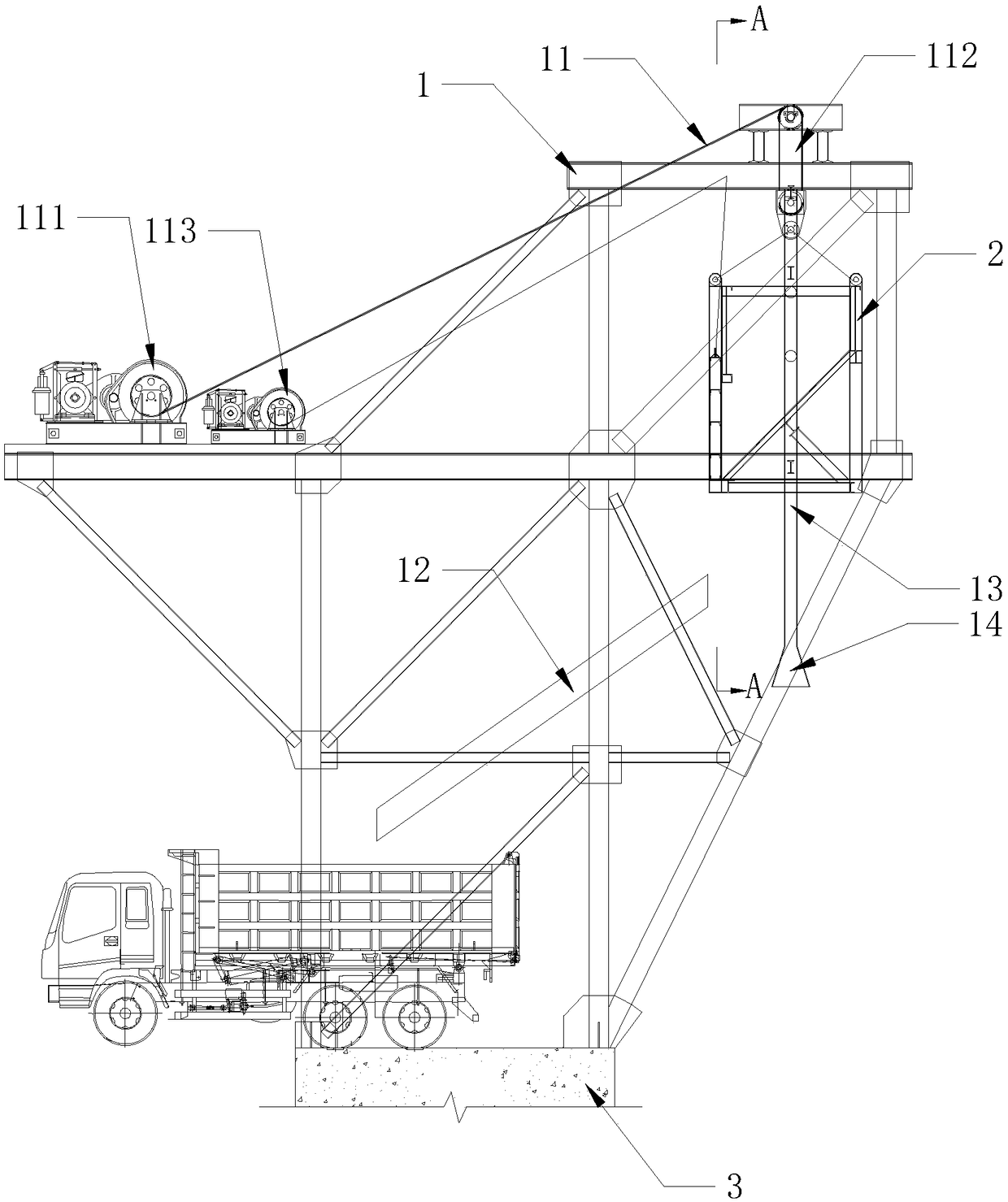 Deep foundation pit soil withdrawing equipment and construction method