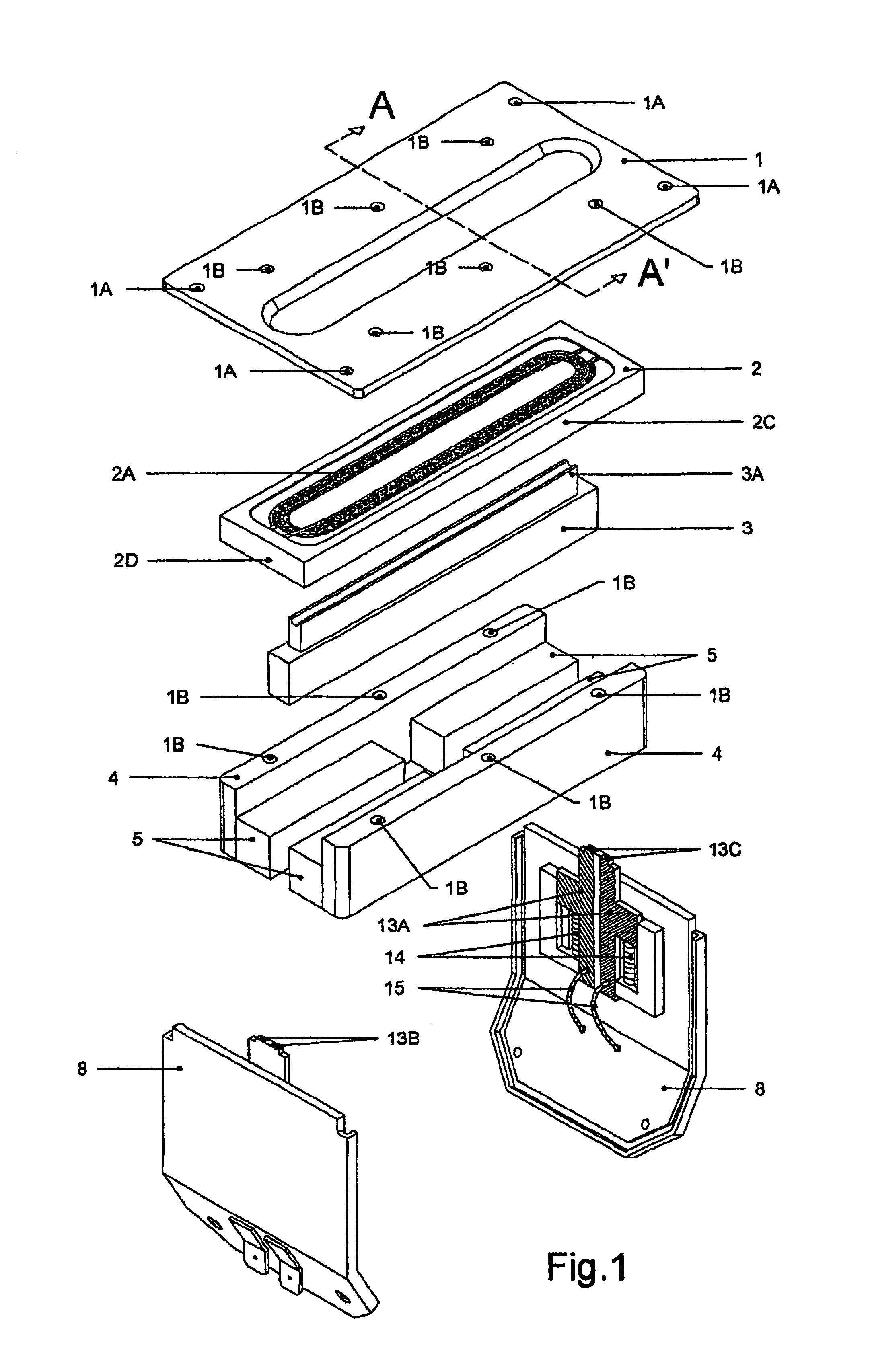 Electroacoustic transducer with field replaceable diaphragm carrying two interlaced coils, without manipulating any wires