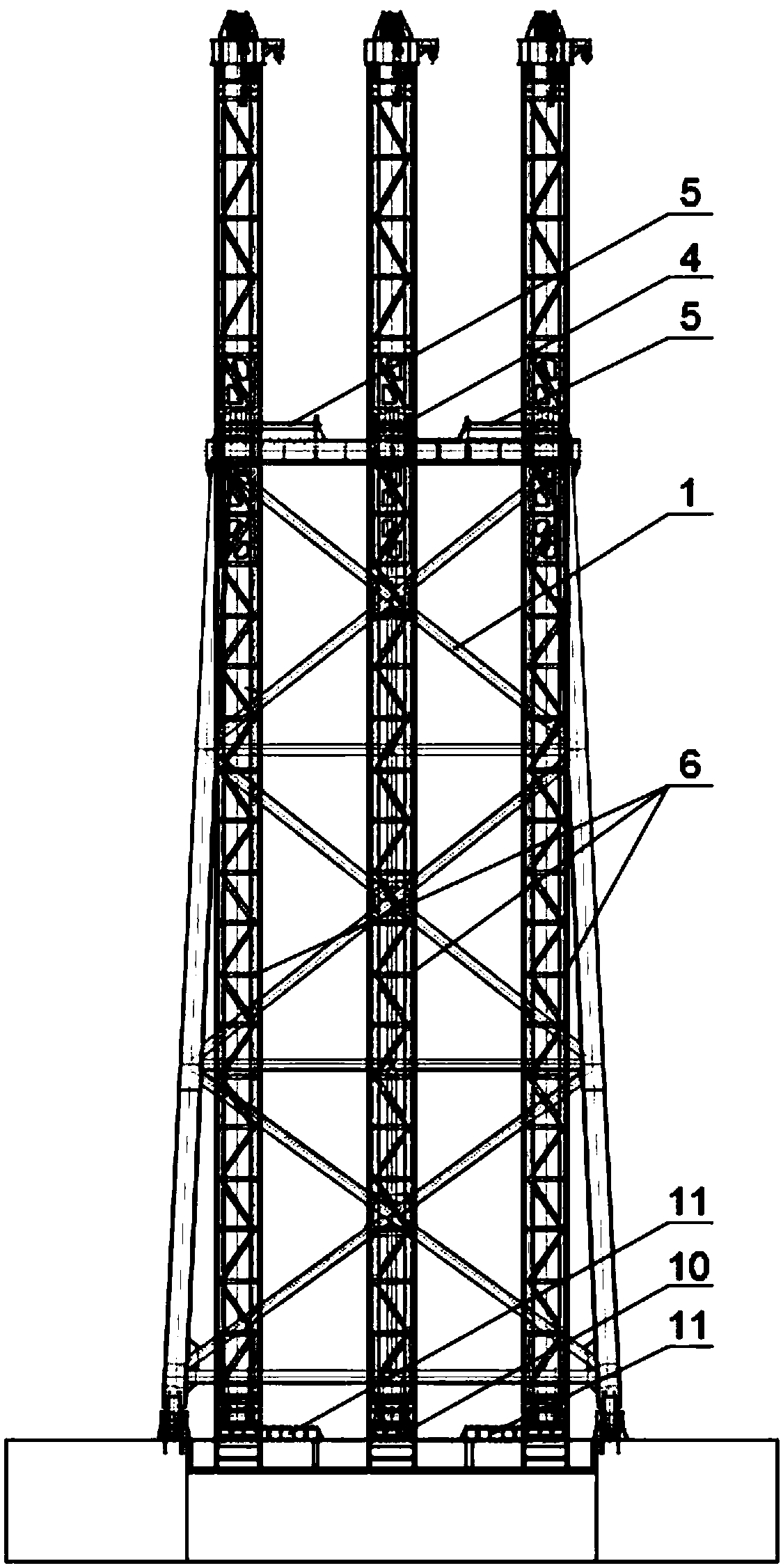 A cement deep mixing ship pile frame system and pile forming method