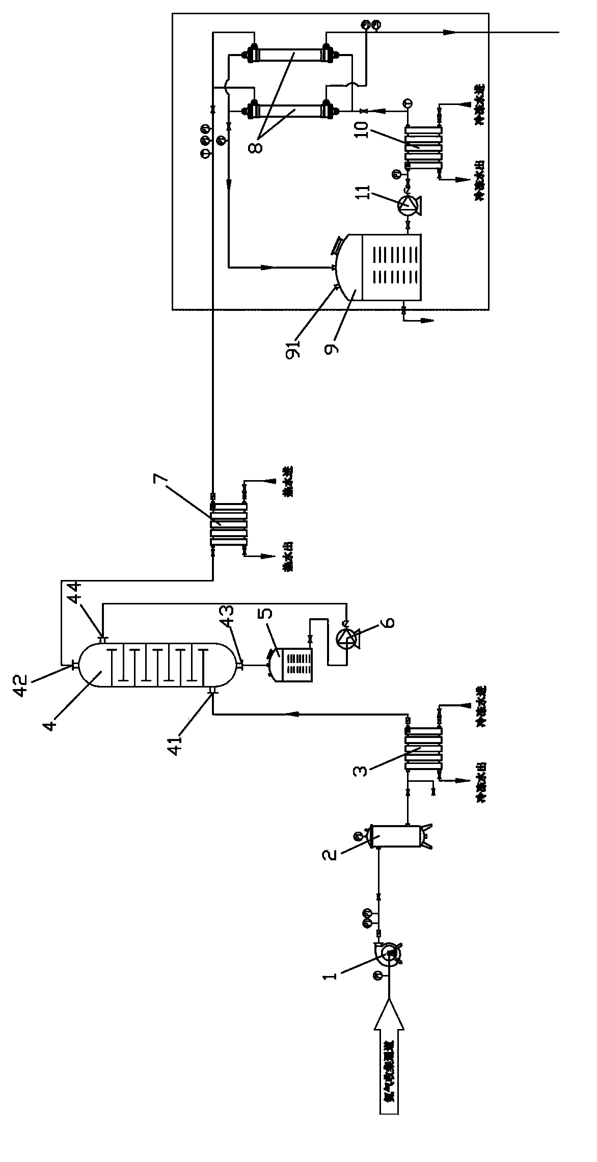 Device and method for preventing ammonia recovery film assembly from being blocked in MOCVD (Metal Organic Chemical Vapor Deposition) production of gallium nitride