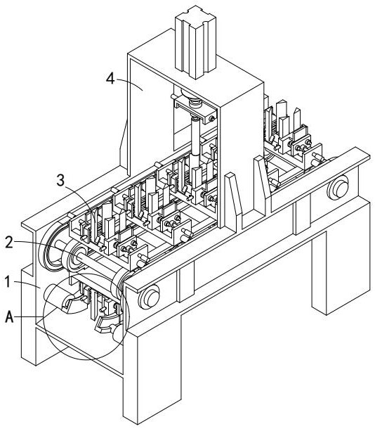 A batch grinding and deburring device for inner screw holes of nuts