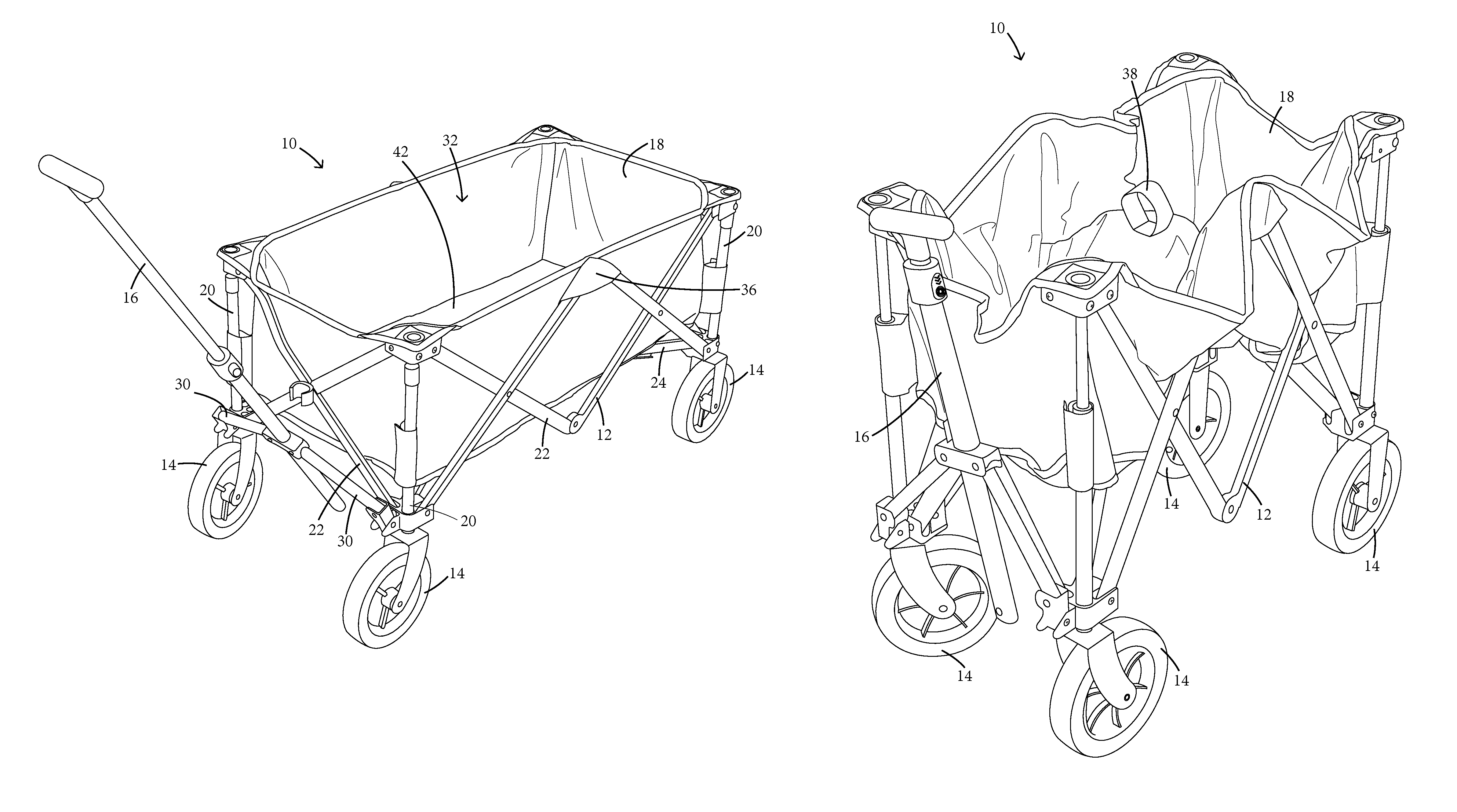 Collapsible wagon and method of collapsing a wagon