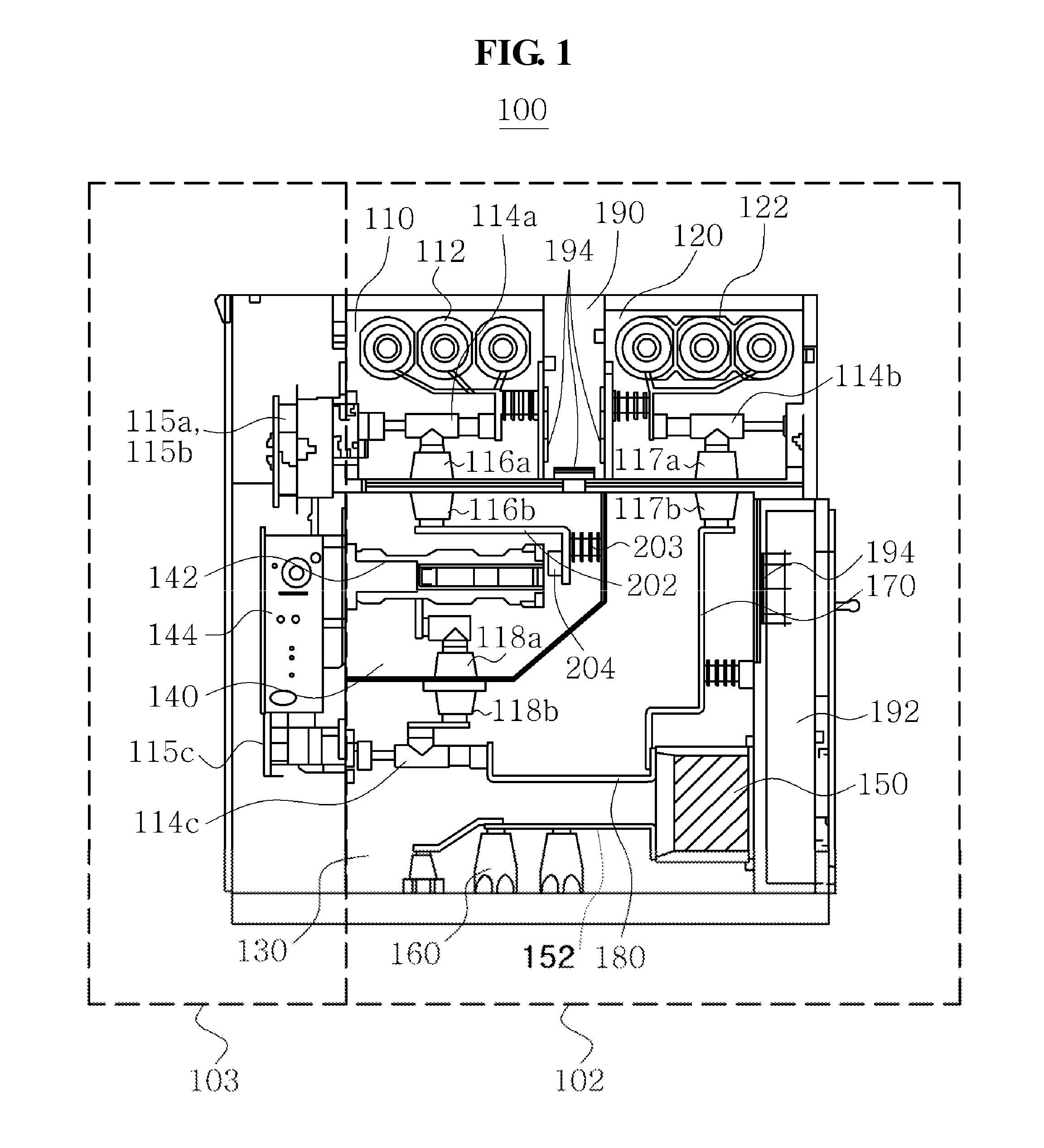 Gas insulated switchgear with withdrawable circuit breaker unit