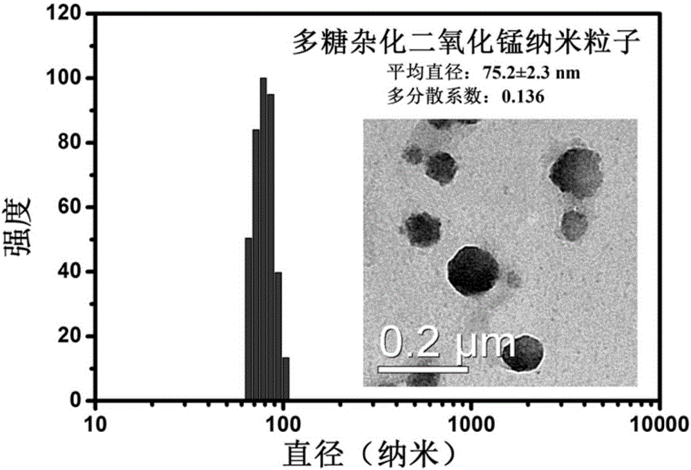 Polysaccharide hybrid manganese dioxide nano-particle for magnetic resonance imaging and preparation method and application thereof