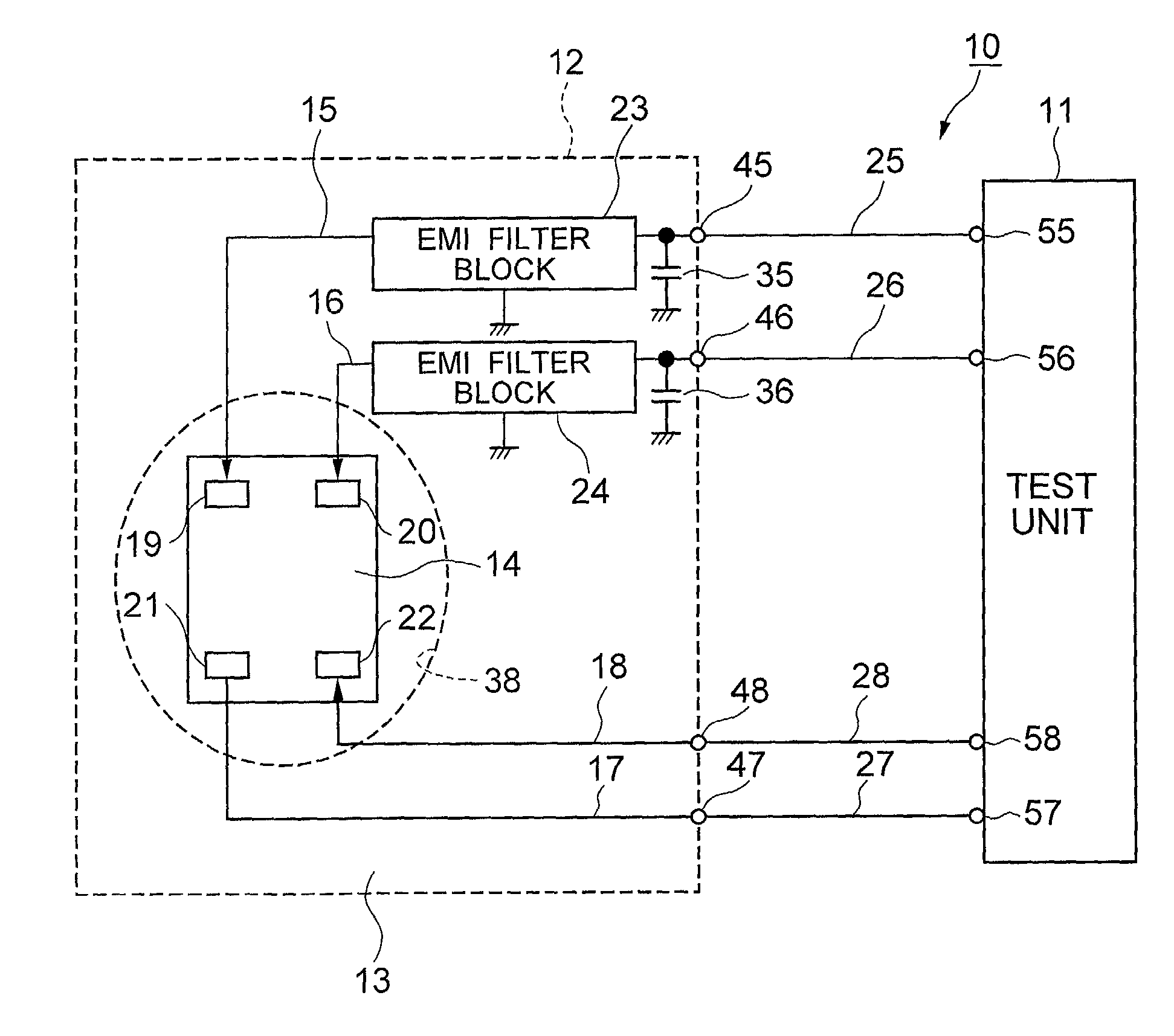 Probe card for testing an LSI operating on two power source voltages