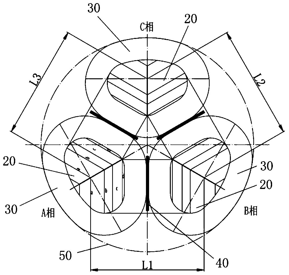 Three-phase three-dimensional non-circular transformer body structure