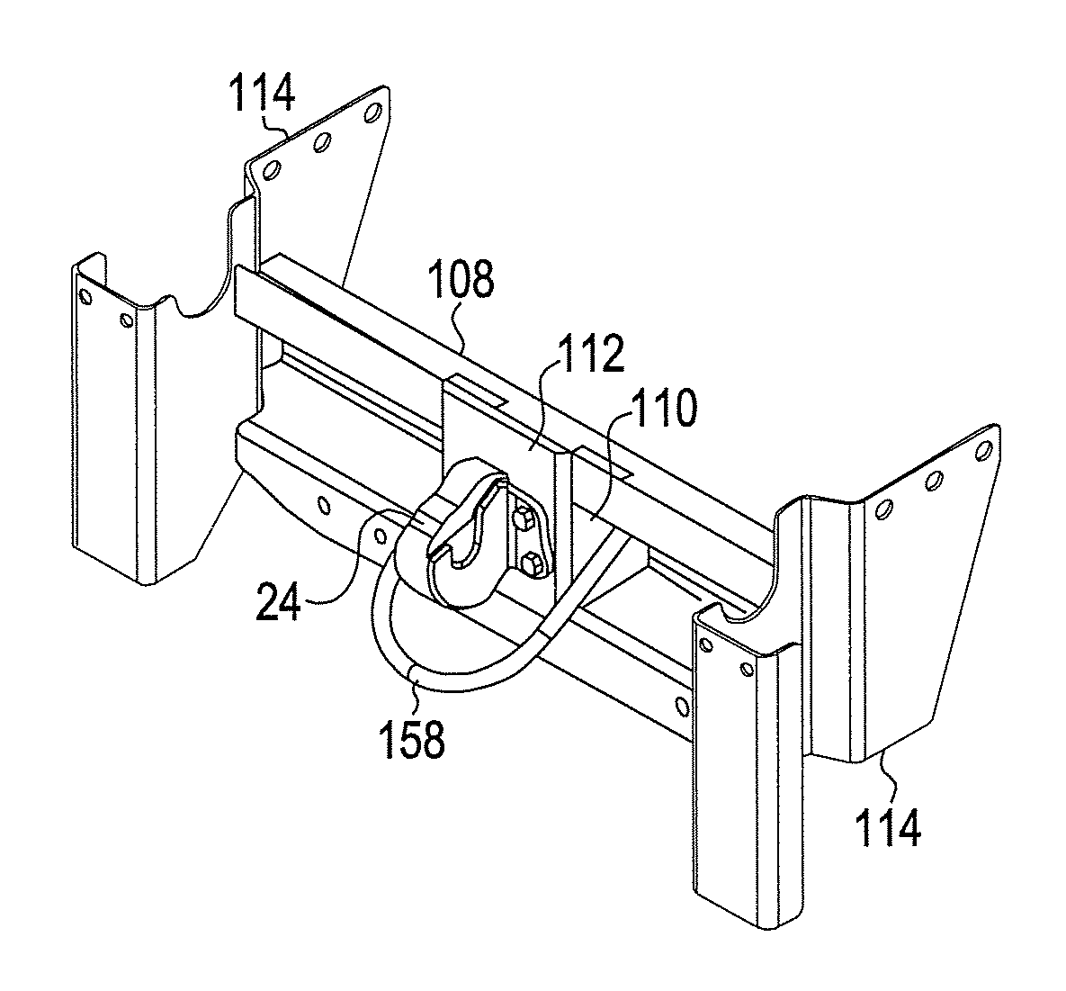 Integrated rear impact guard and pintle hook assembly