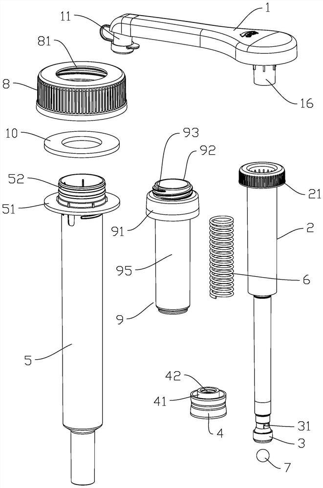 External spring pump distributor with safety outlet valve