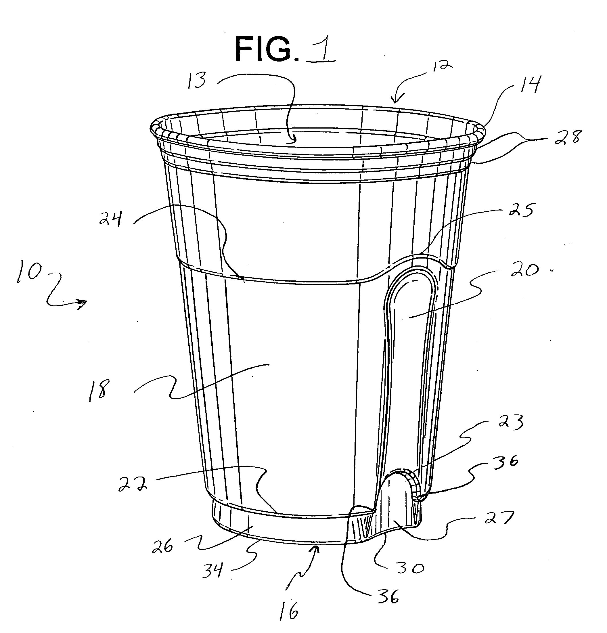 Ergonomic disposable cup having improved structural integrity