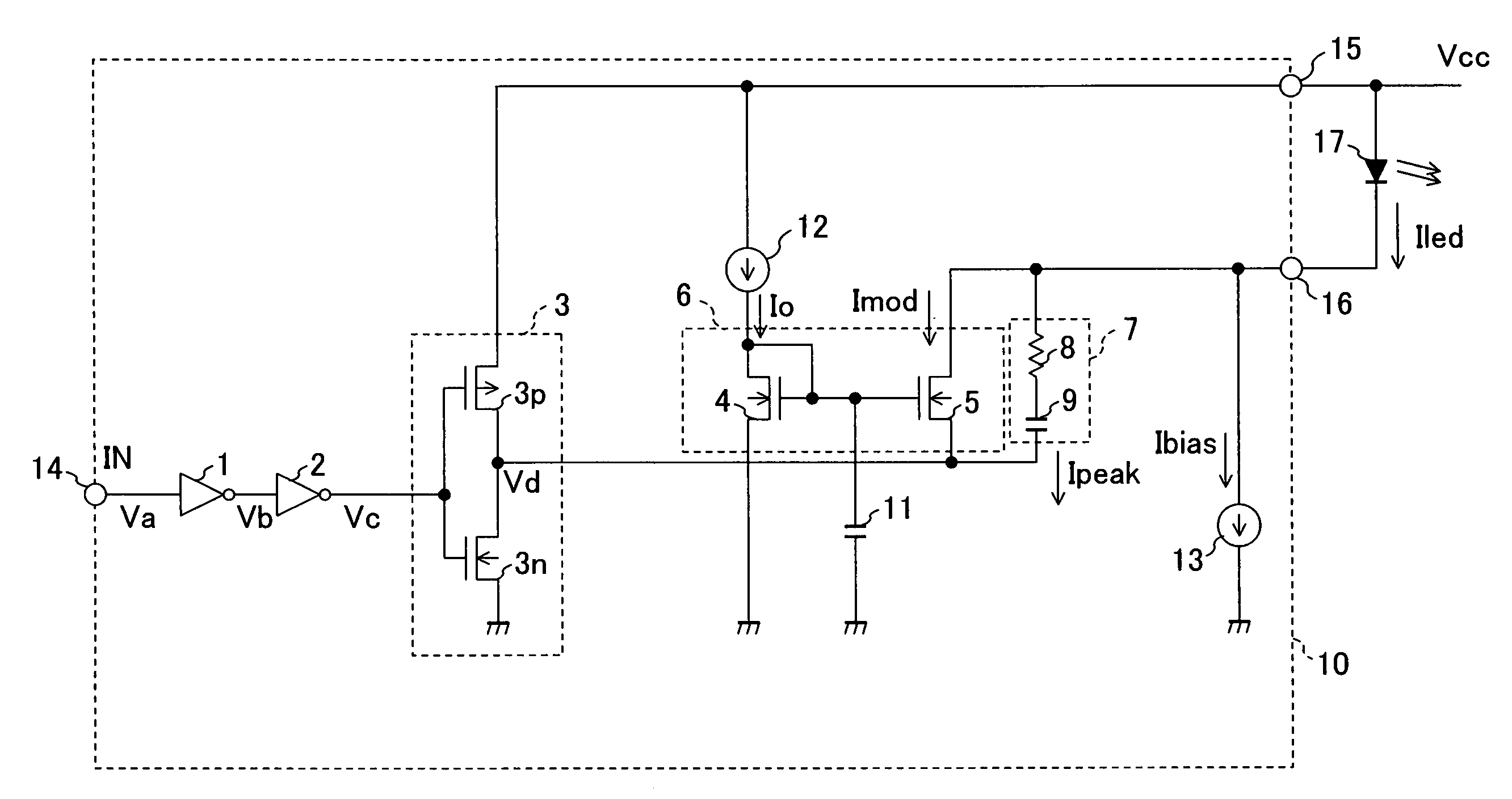 Light emitting diode driving circuit and optical transmitter for use in optical fiber link