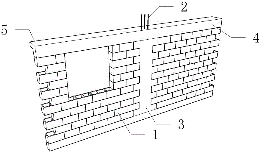 Assembled integral type masonry wall assembling structure and construction method thereof
