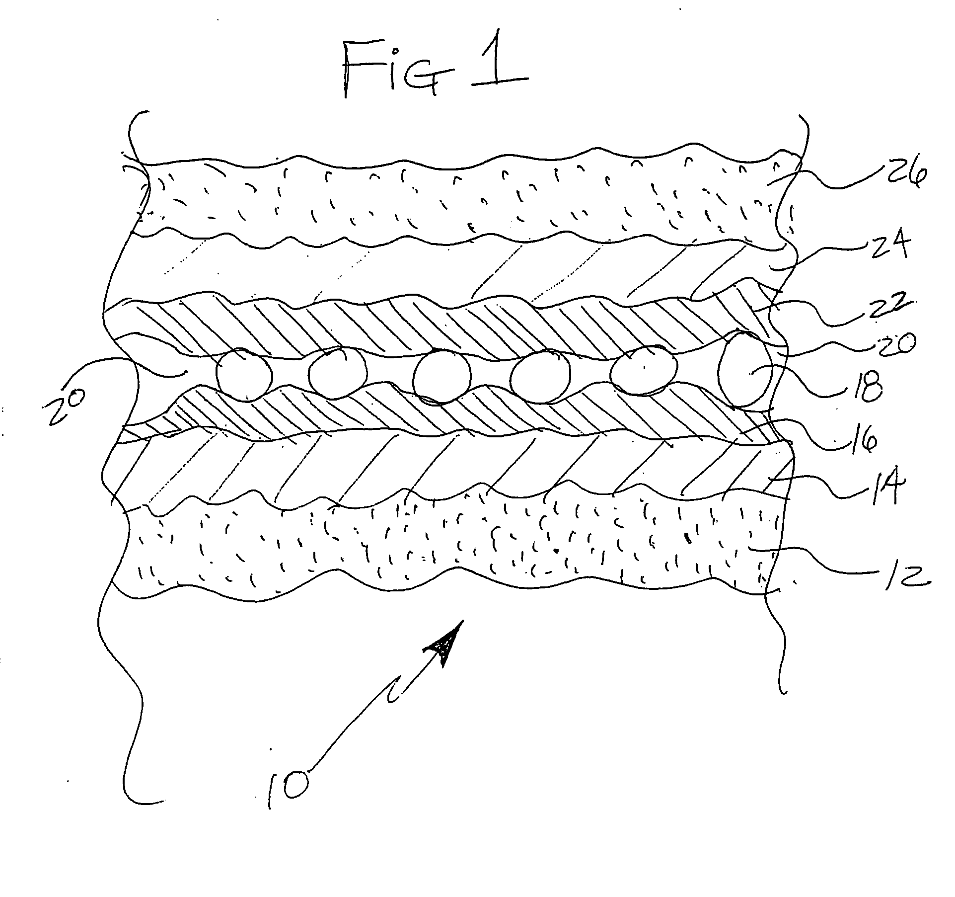 Multi-layer structure for supporting dispersed super absorbent polymeric material