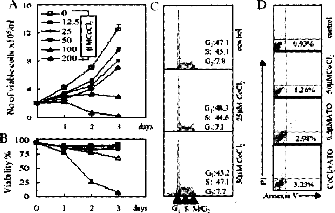 Use of CoCl#-[2] in preparation of drug for treating leukemia