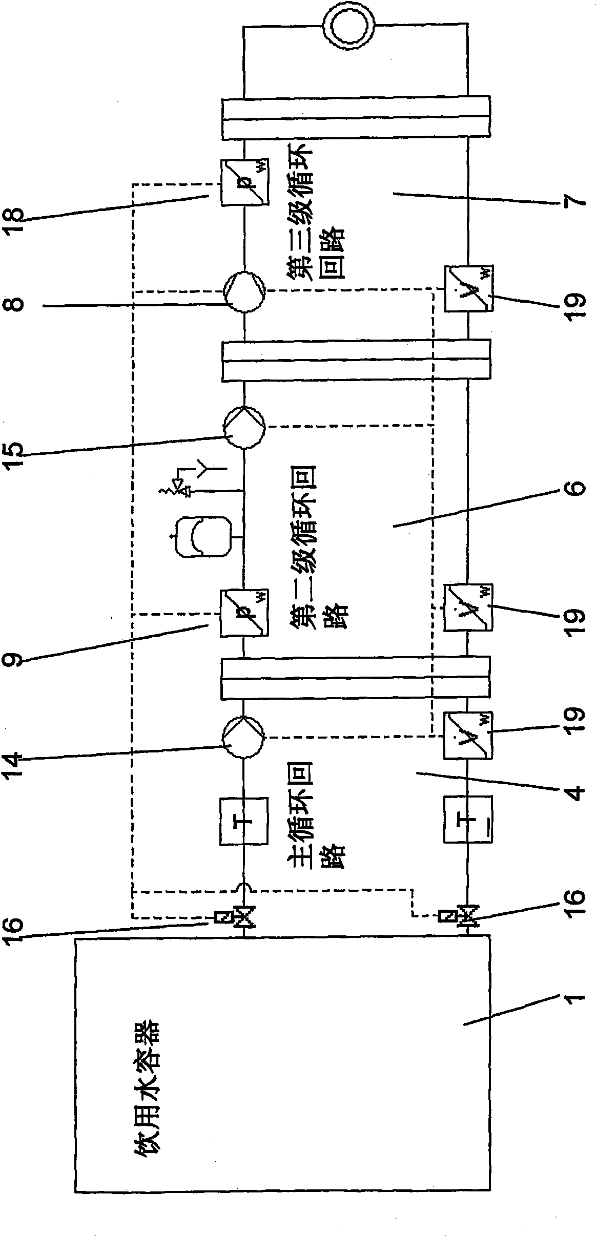 Safety heat exchanger for combining heat pump with device of public drinking water supply facility