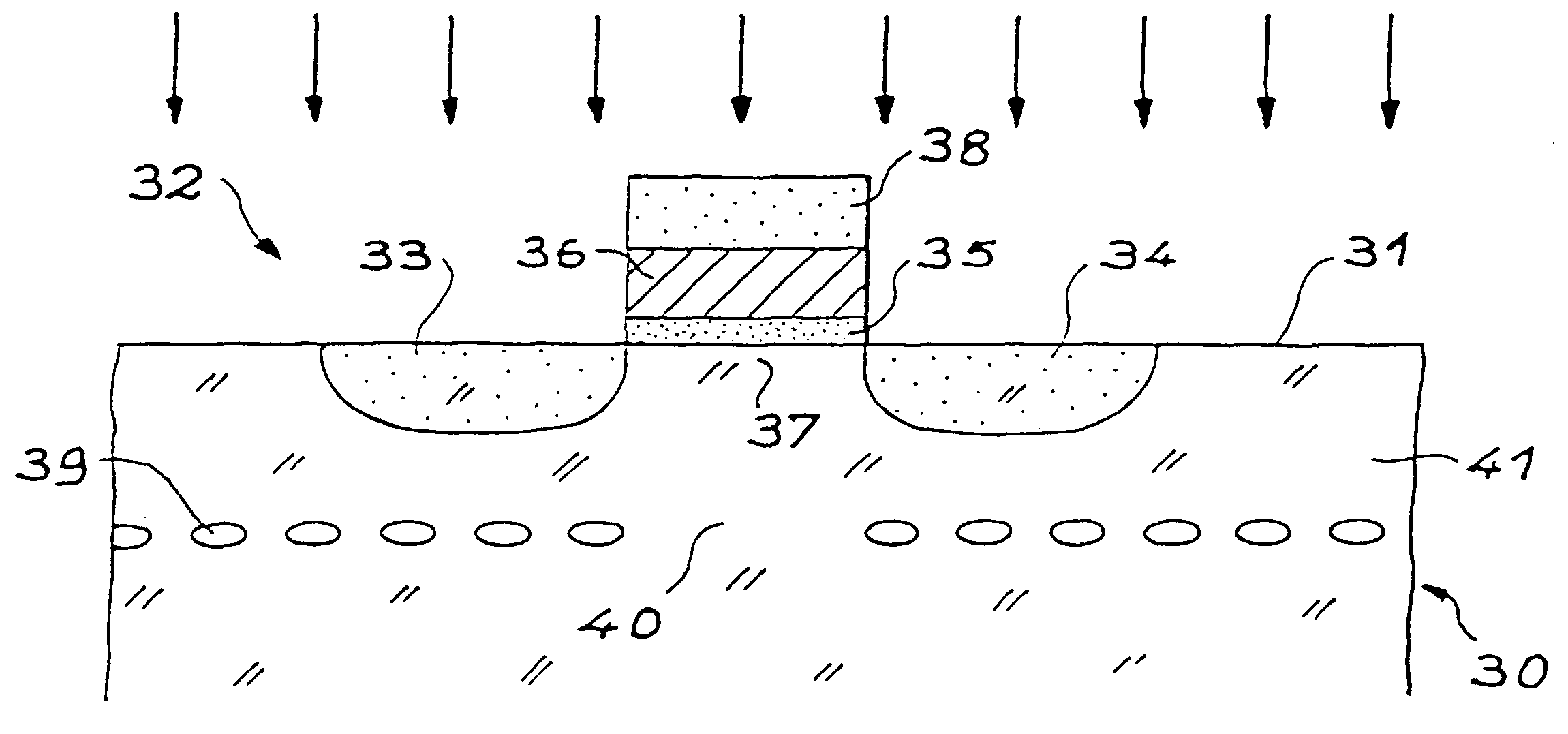 Method for obtaining a thin film in particular semiconductor, comprising a protected ion zone and involving an ion implantation