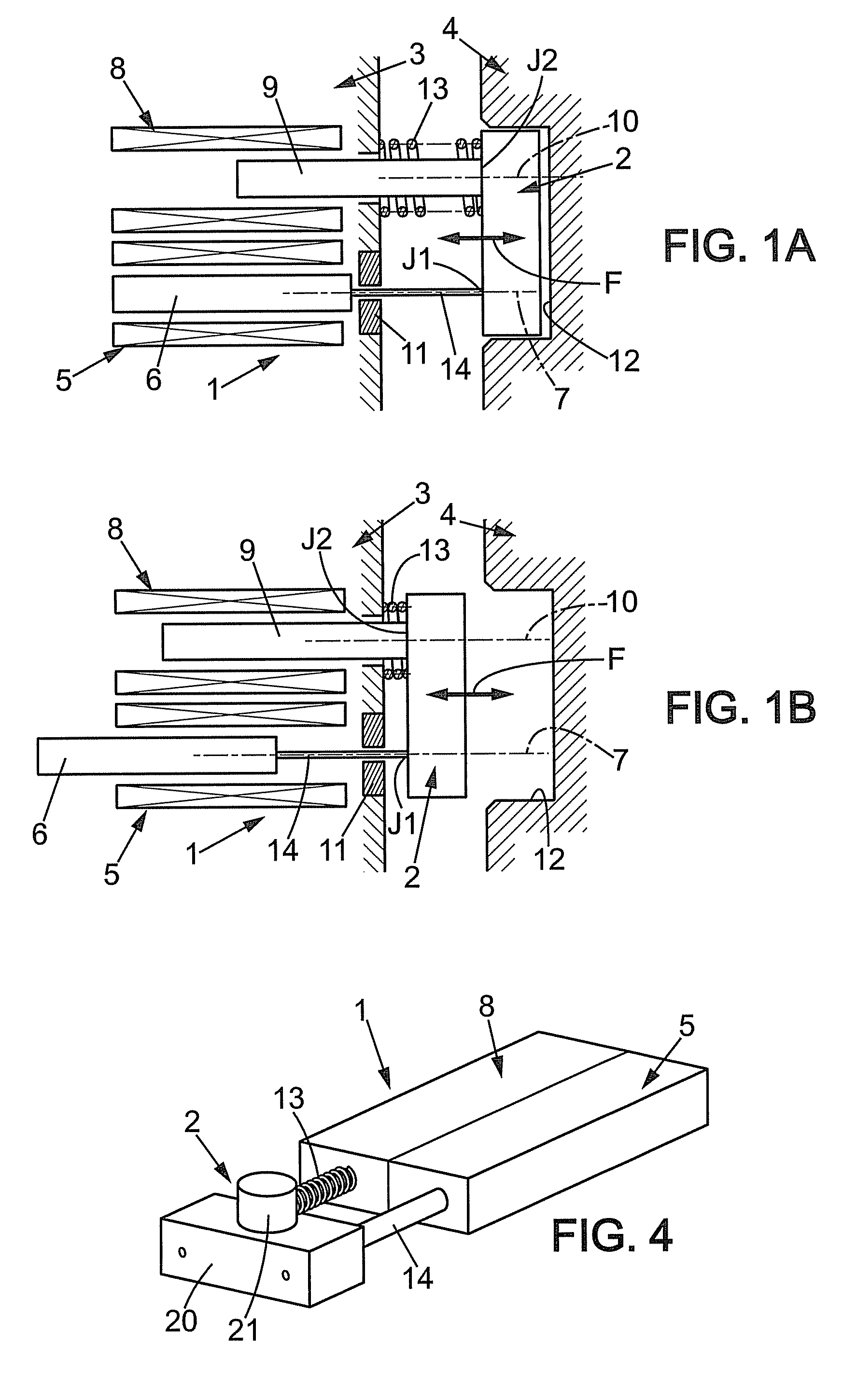 Device for moving a body linearly between two predetermined positions