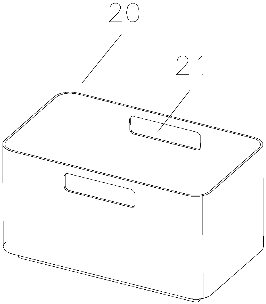 Drawing structure of containing box body and clothes storage device