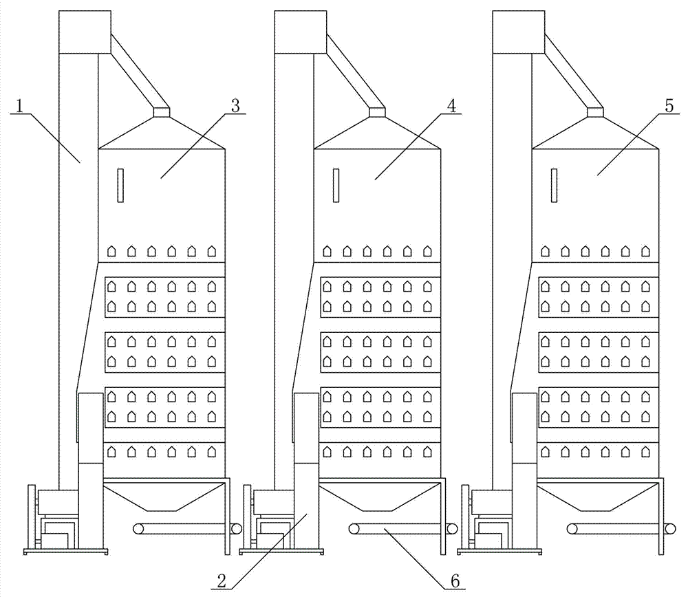 Multiple-tower continuous dryer