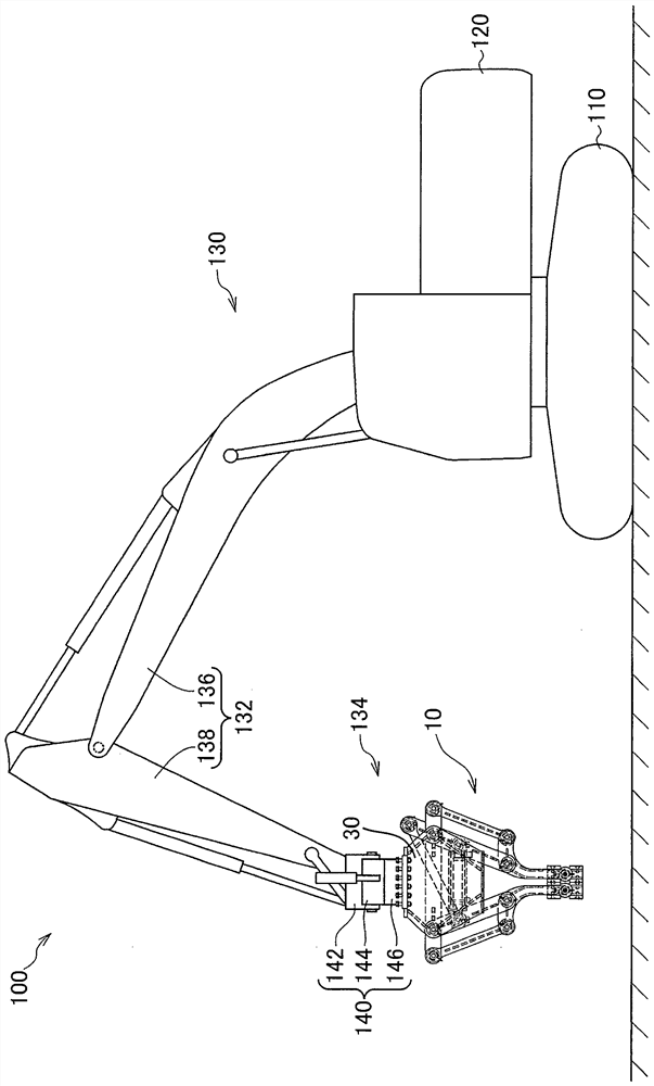 Holding device and construction machine provided with same