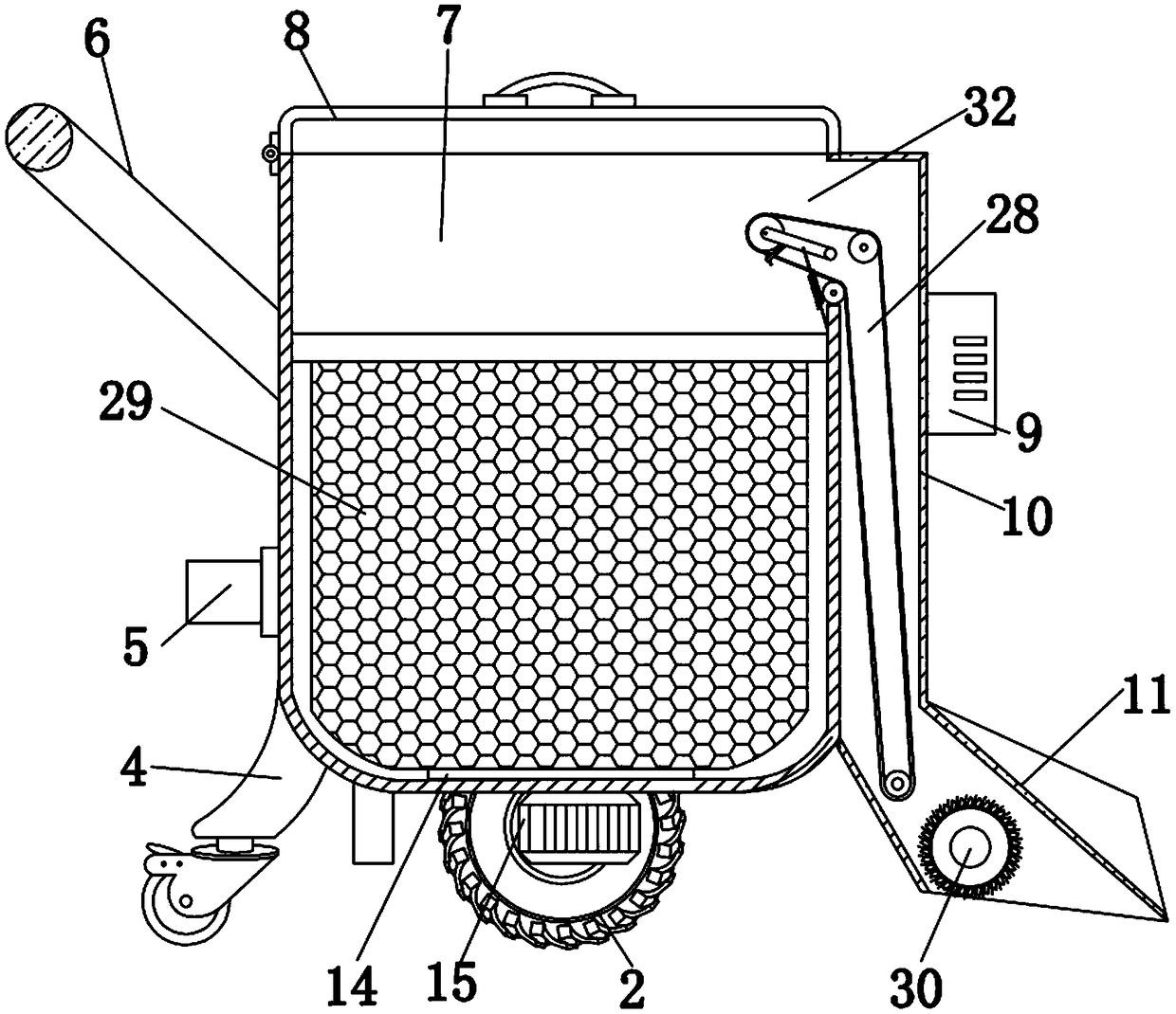 Efficient treating device for mechanical processing wasted dusts