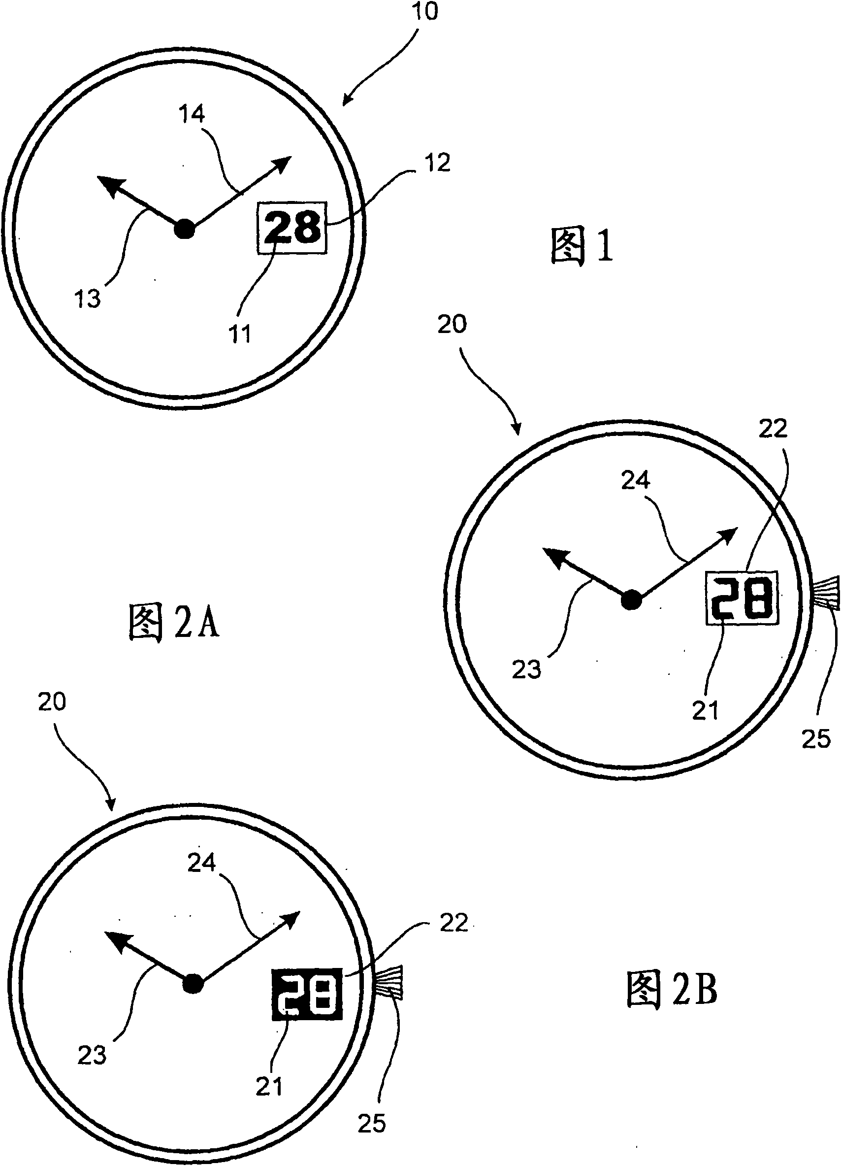 Digital display method for an analogue watch and analogue watch using this method