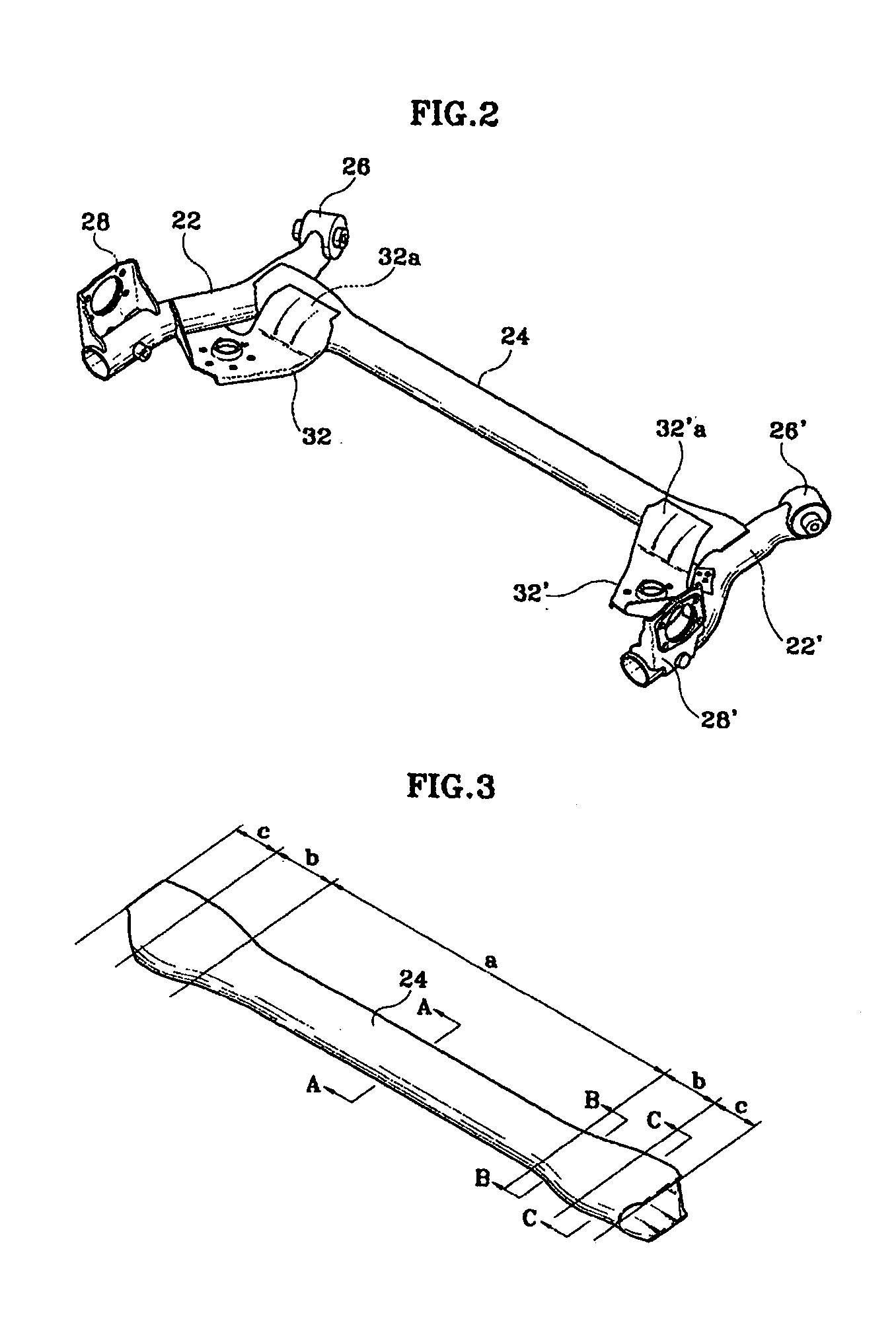 Torsion beam type suspension, method for forming torsion beam, and apparatus for forming torsion beam