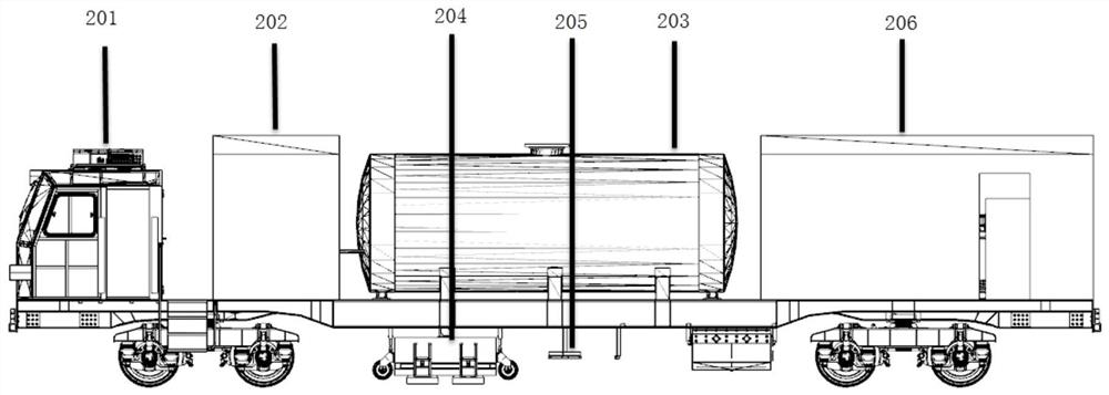 Subway tunnel ballast bed surface and drainage ditch cleaning operation vehicle and drainage ditch flushing method