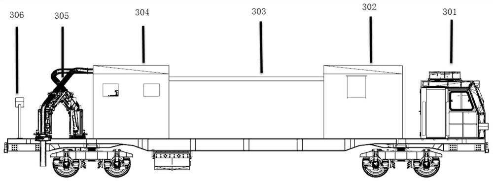 Subway tunnel ballast bed surface and drainage ditch cleaning operation vehicle and drainage ditch flushing method