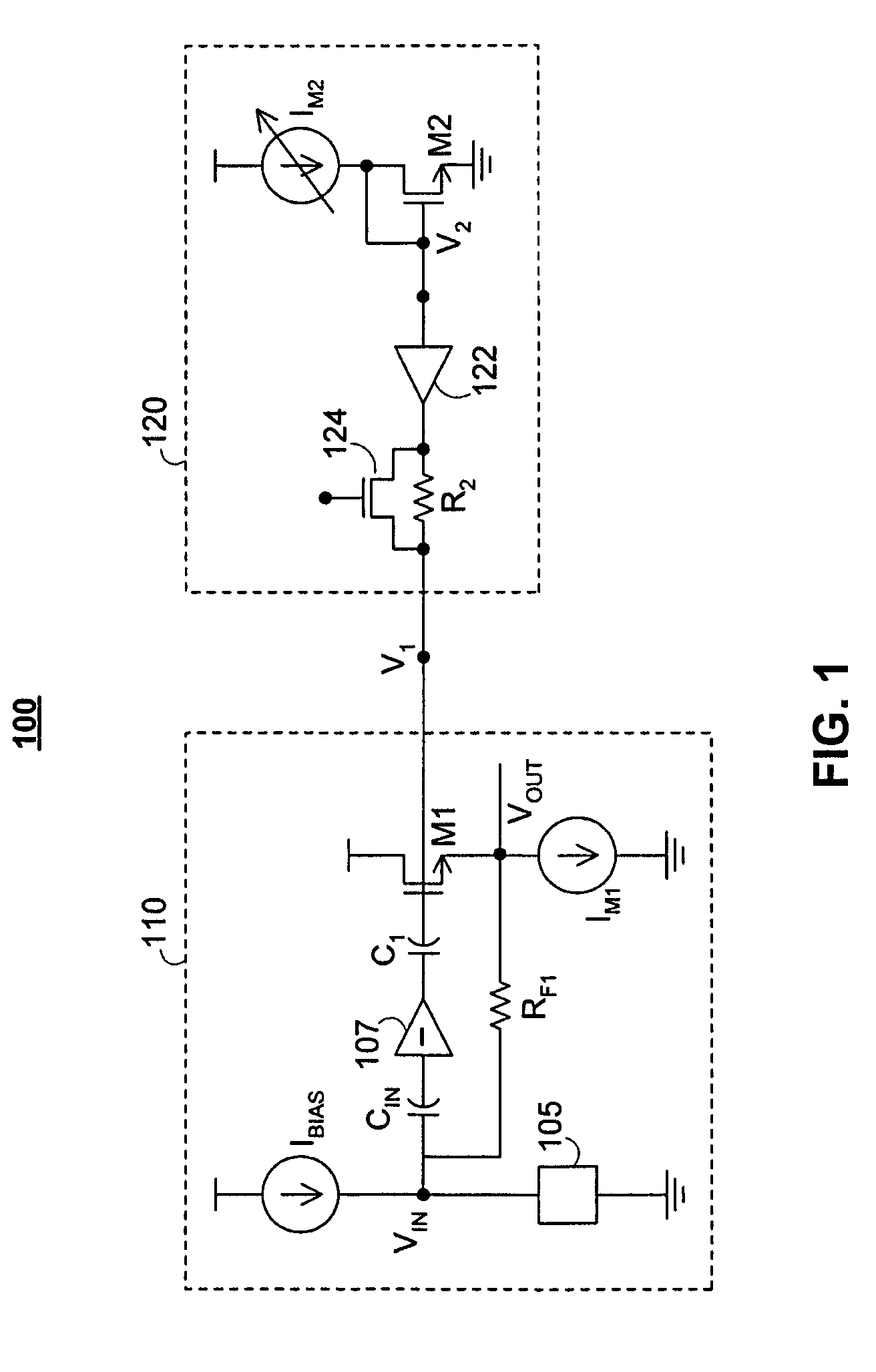 Open loop DC control for a transimpedance feedback amplifier