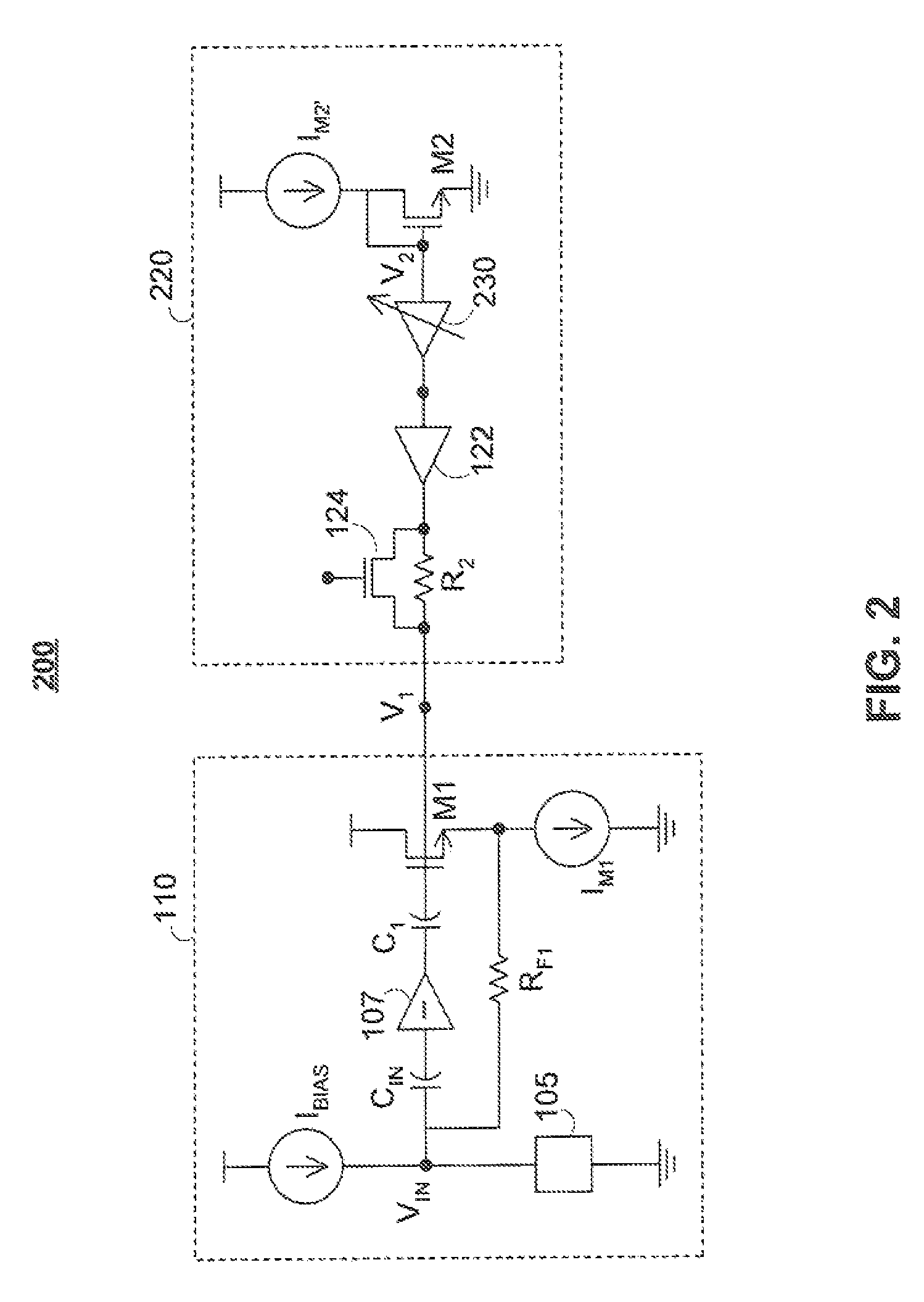 Open loop DC control for a transimpedance feedback amplifier