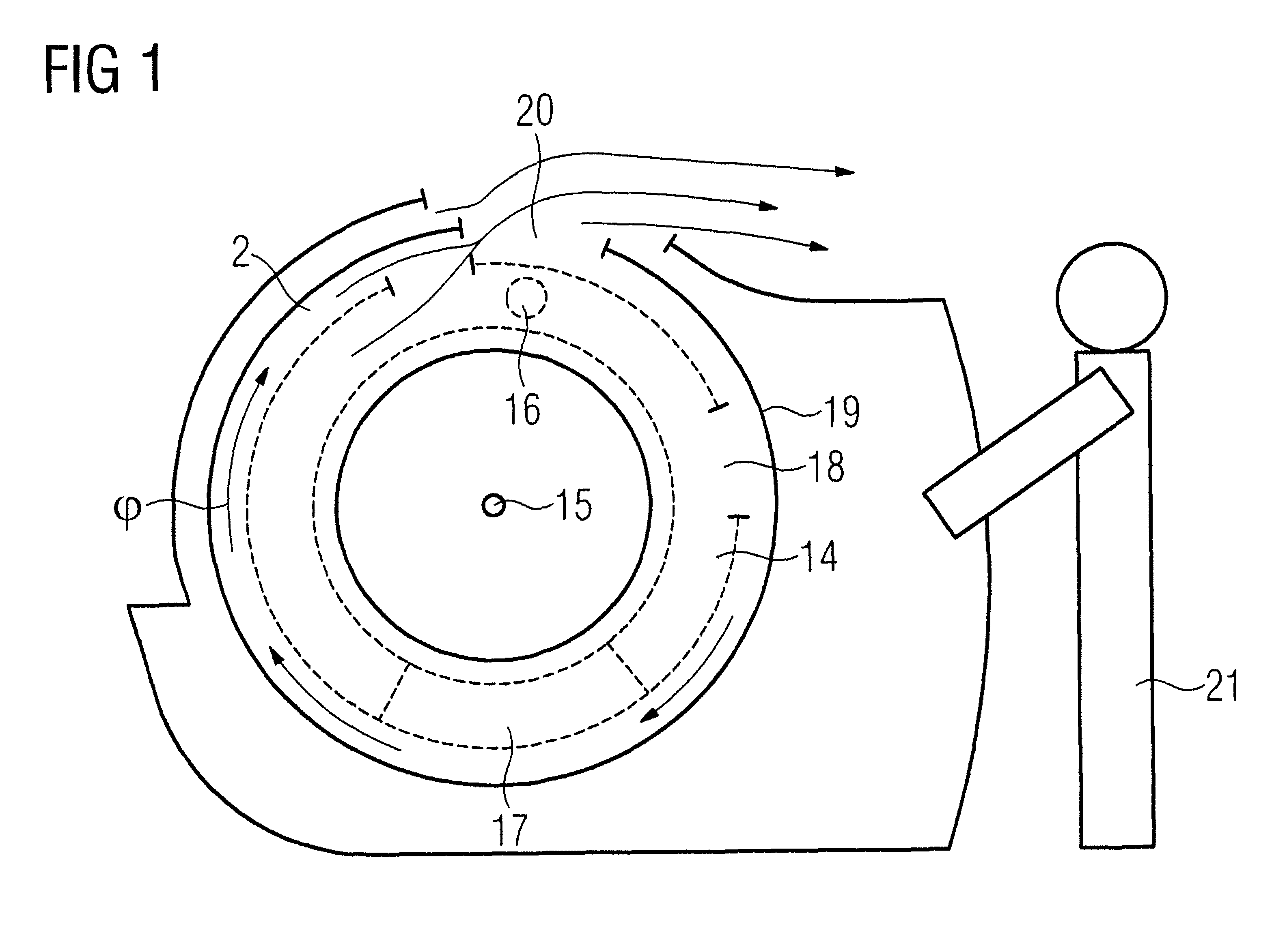 Tomography apparatus with an annular airflow channel with an air-diverting ventilation element