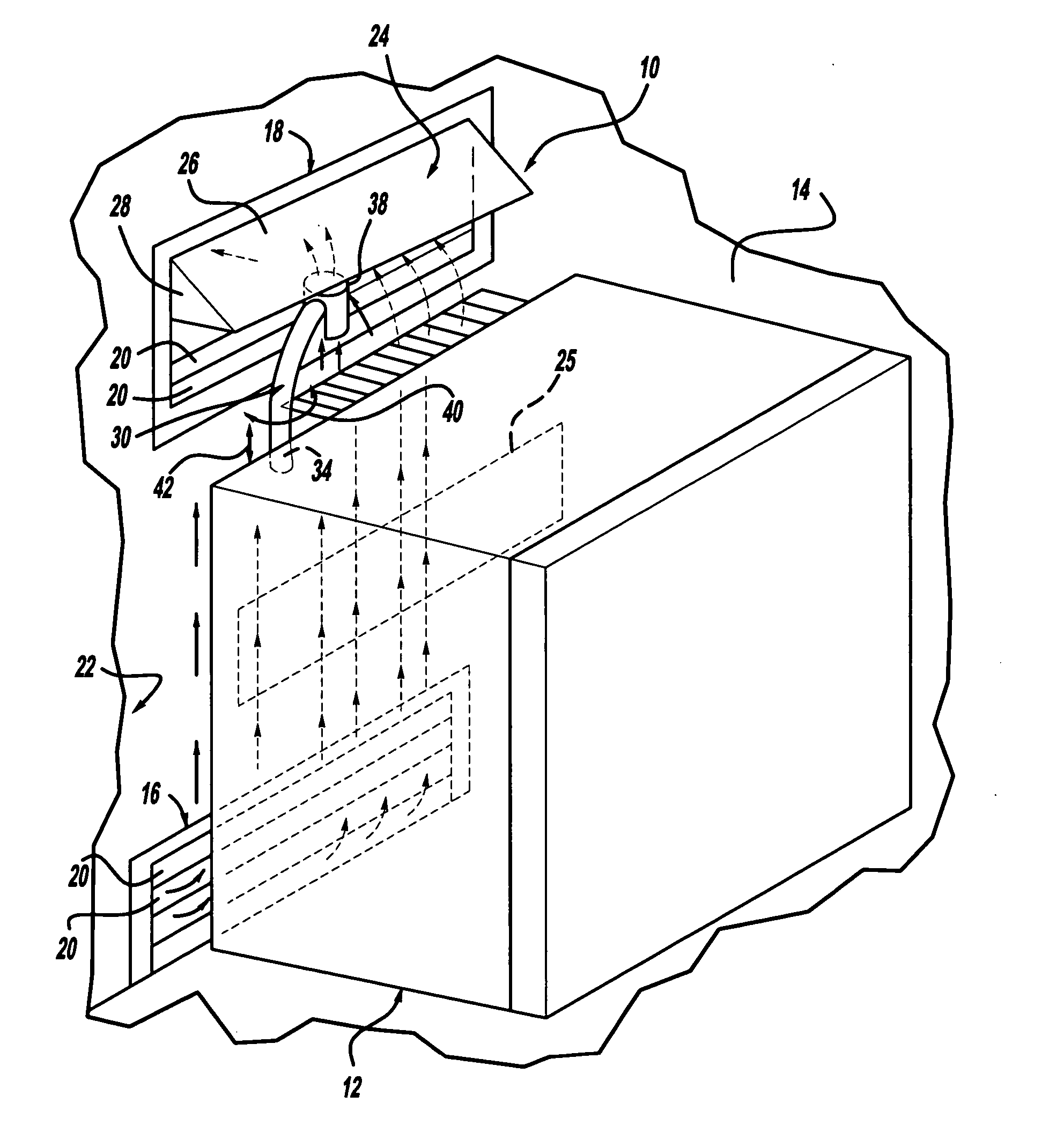Venting arrangement for a vehicle refrigerator and related method