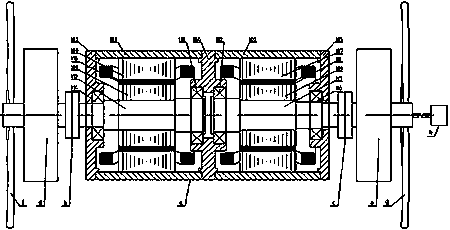 Semi-direct-drive axial composite dual-port permanent magnet synchronous wind-driven generator