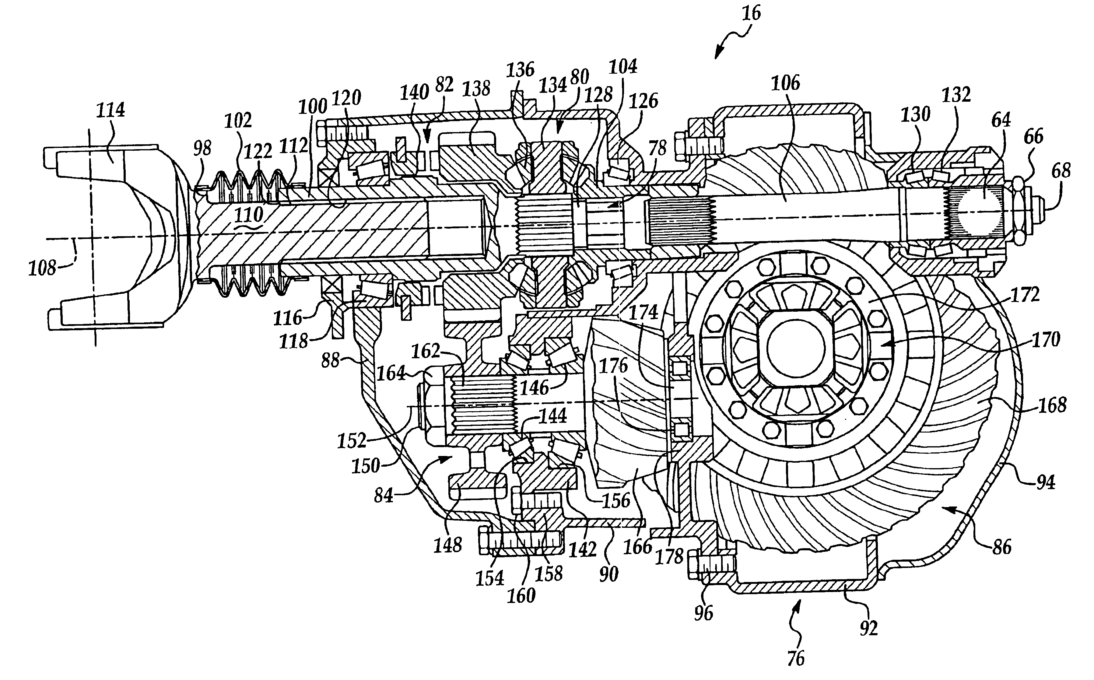 Tandem axle power divider assembly with inboard slip driveshaft connection