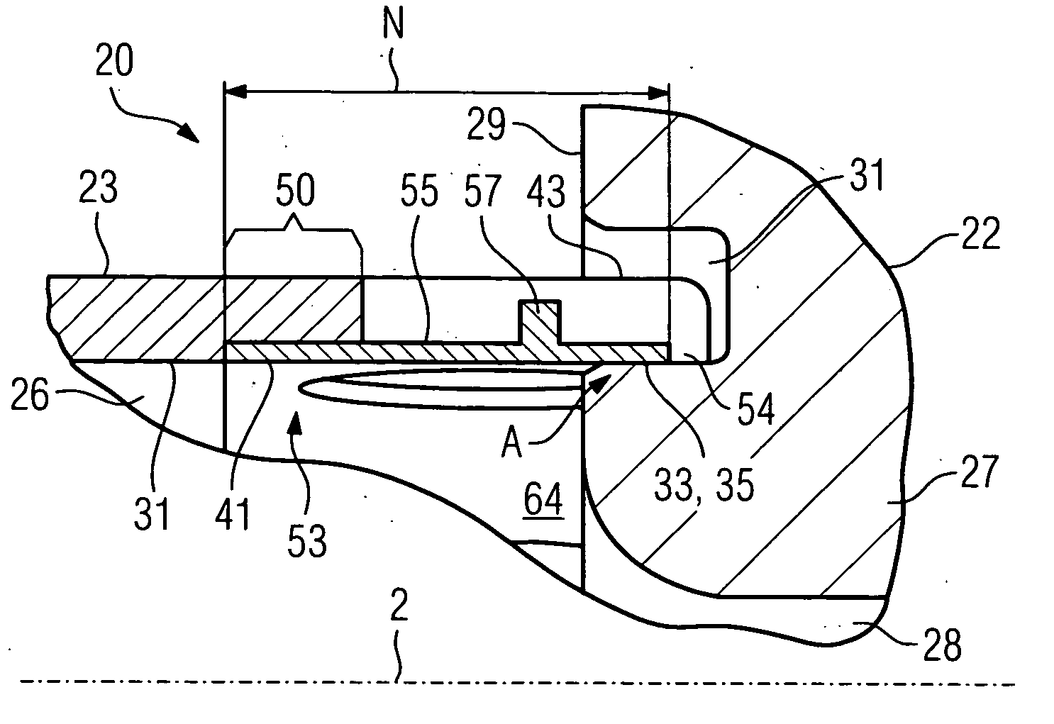 Fastening arrangement of a pipe on a circumferential surface