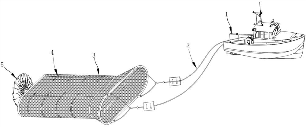 In-net anti-extrusion fishing boat trawling device applied to marine fishery engineering